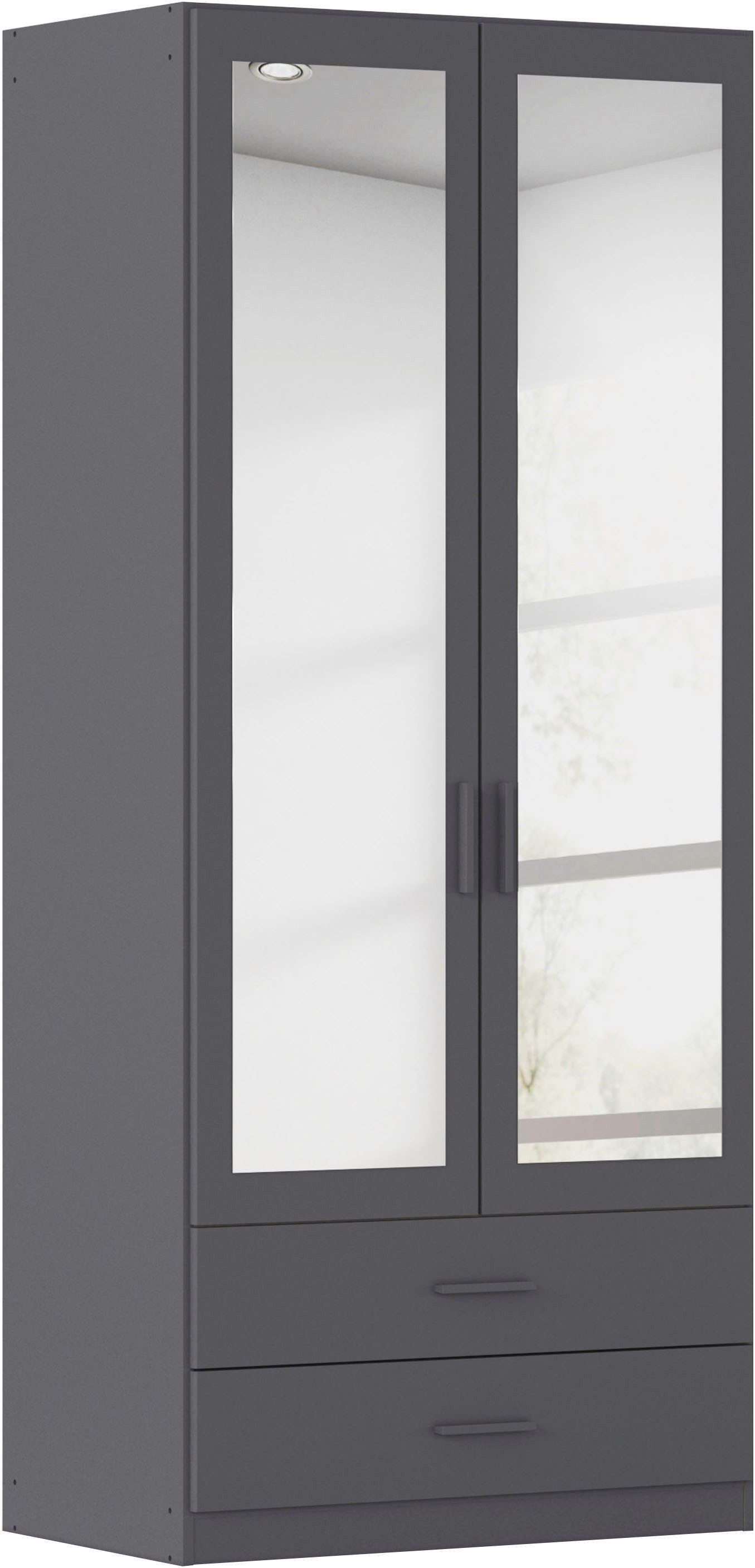 rauch Kleiderschrank Schrank Garderobe Ankleide GAMMA Breiten 91/136/181/226/271/315/360 cm (in 3 Ausstattungen BASIC/CLASSIC/PREMIUM (inkl. SOFT-CLOSE-Funktion) verschiedene Griff-Varianten, mit Spiegel TOPSELLER MADE IN GERMANY