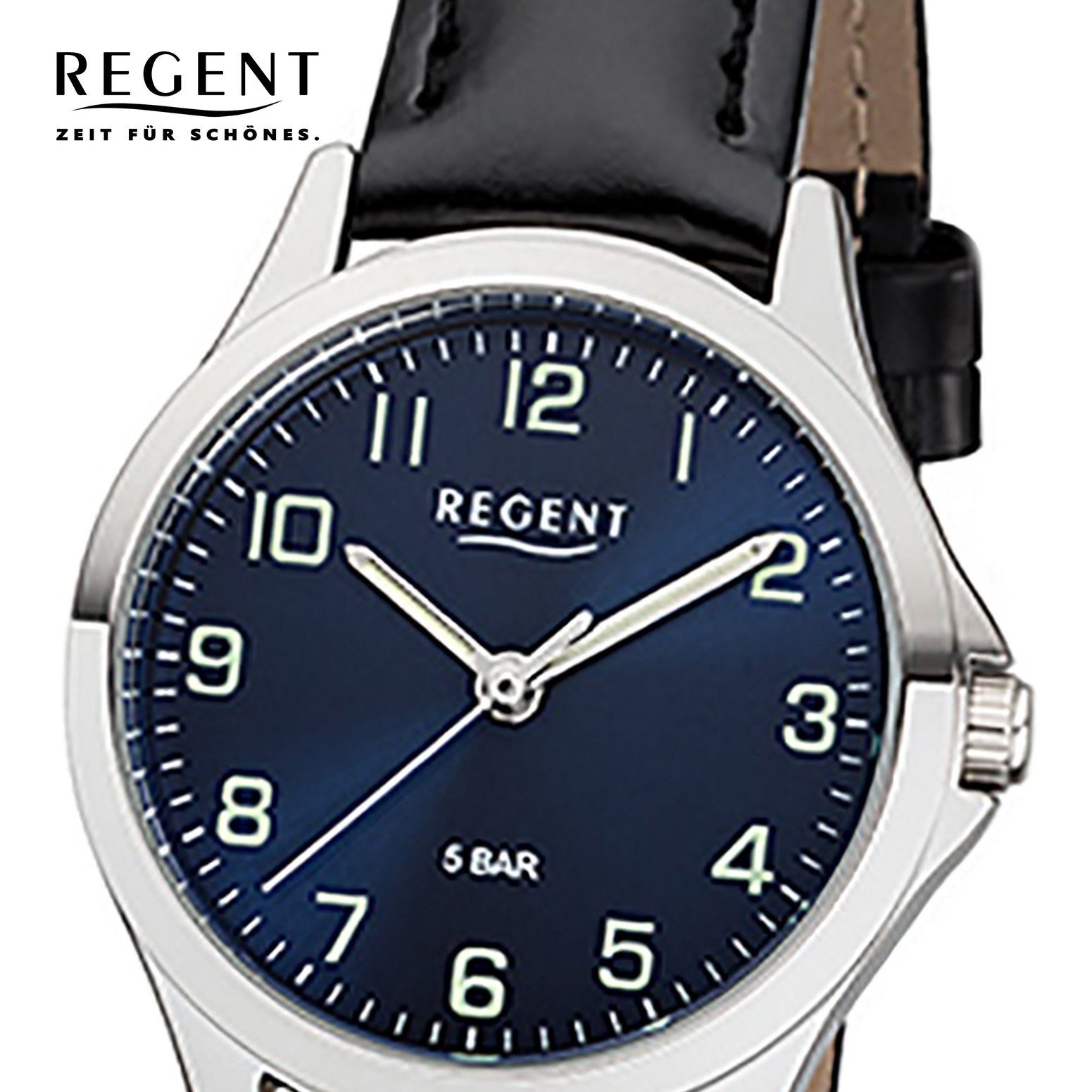 Regent Quarzuhr Regent Uhr klein 29mm), Damen rund, 2112417 (ca. Quarz, Damen Armbanduhr Lederarmband Leder