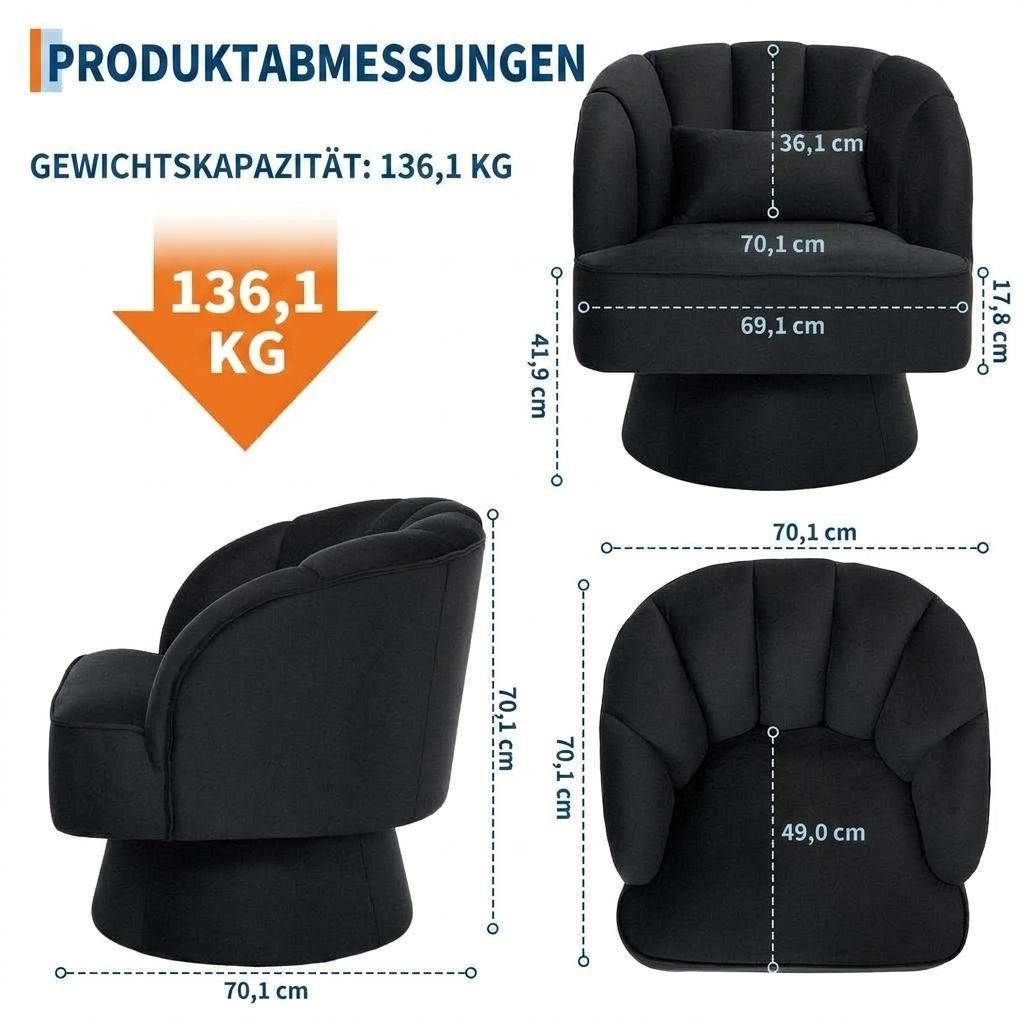 GarveeMore Drehsessel 360-Grad-Sessel mit Samtpolsterung,bequemer runder Loungesessel, gestreifter Rückenlehne und Samtpolsterung,für Wohnzimmer,Schlafzimmer – Bild 2 von 5