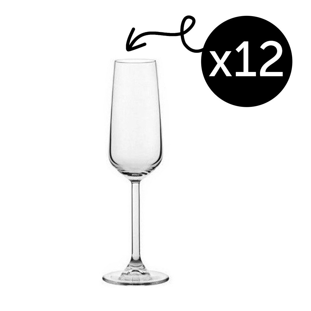 Pasabahce Стекло-Set Всеgra Champagnerflöte, Glas, 195ml, 6er Set, ideal für Sekt, Prosecco & Cava