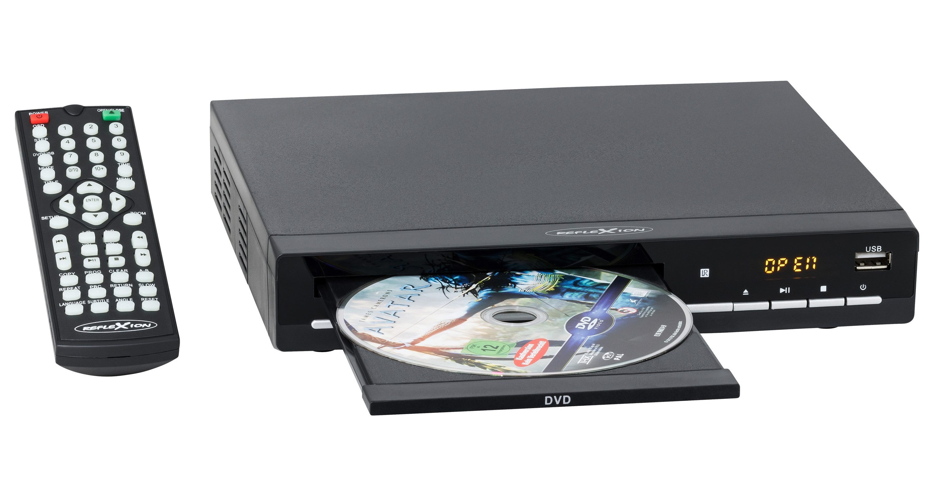 Reflexion DVD426 DVD/CD-Player mit Außendisplay DVD-Player (Full HD, Außendisplay, HDMI, Fernbedienung und CD-Kopierfunktion auf USB)