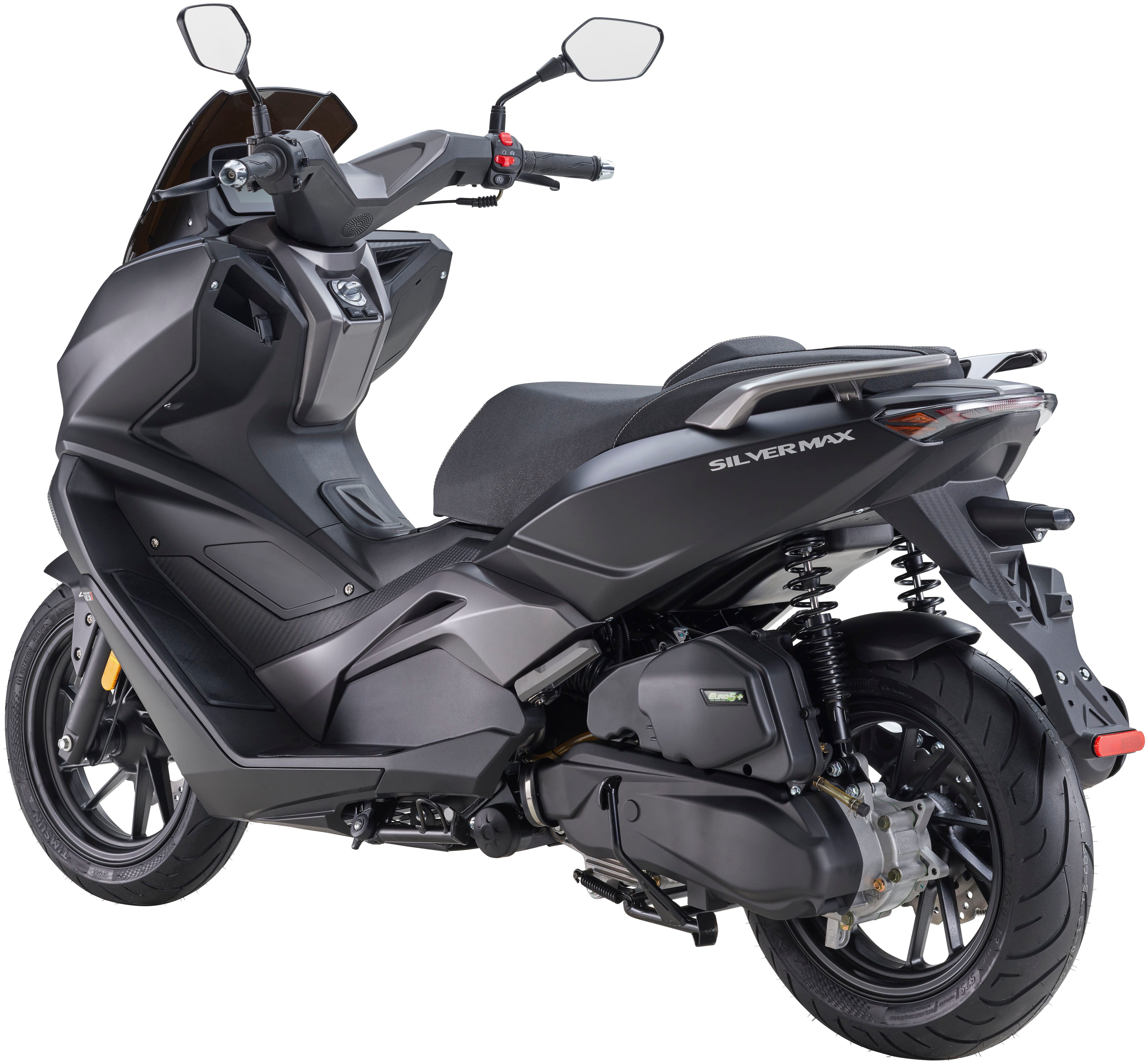Luxxon Motorroller Silvermax 125 (85 km/h), E5+, Maxi-Scooter, matt-anthrazit, 125 ccm, 85 km/h, Euro 5+, Euro 5+, Windschild, CBS, USB-Anschluss, Maxi-Scooter, Keyless Go