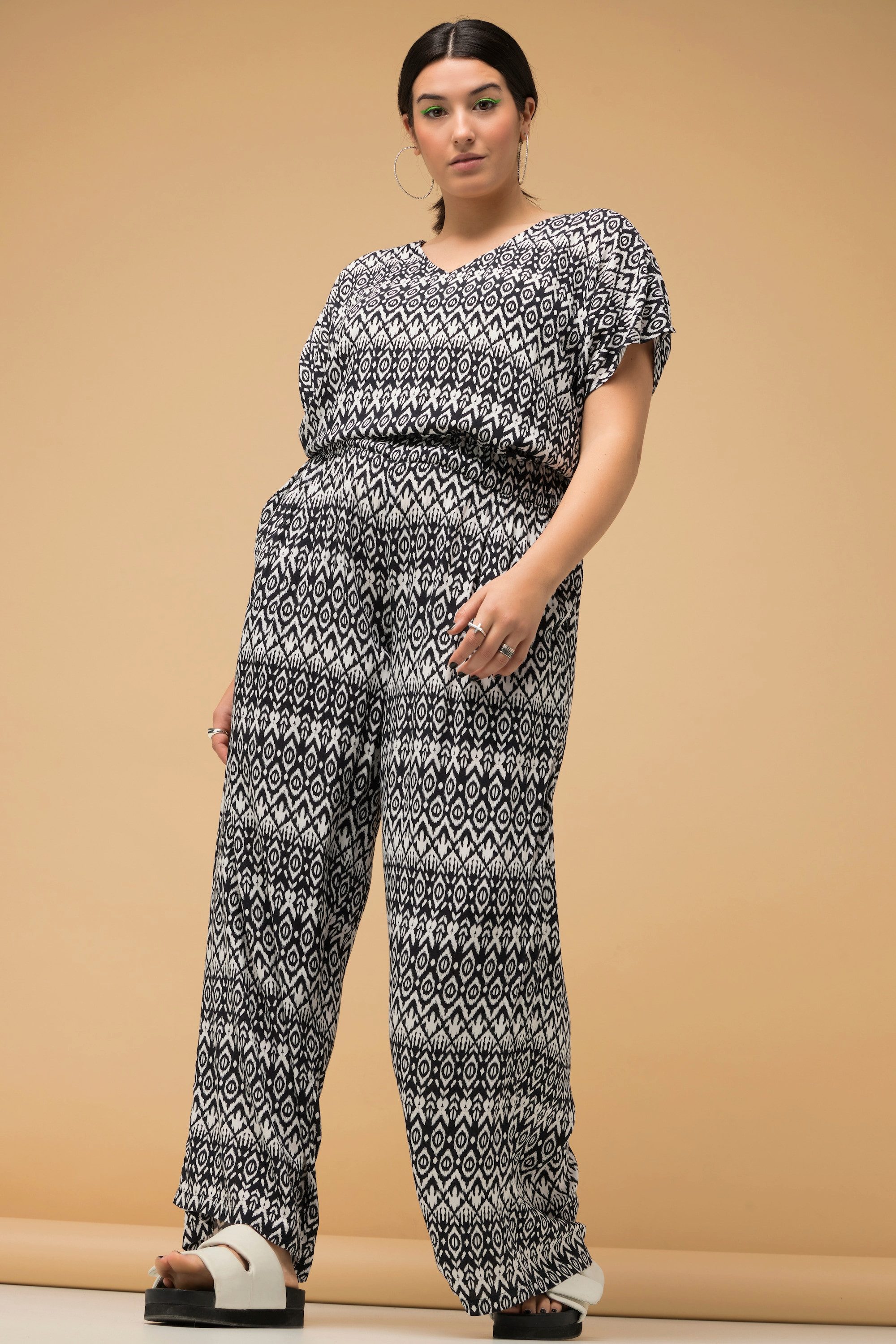 Studio Untold Schlupfhose Hose Wide Legs HighWaist Alloverprint Elastikbund
