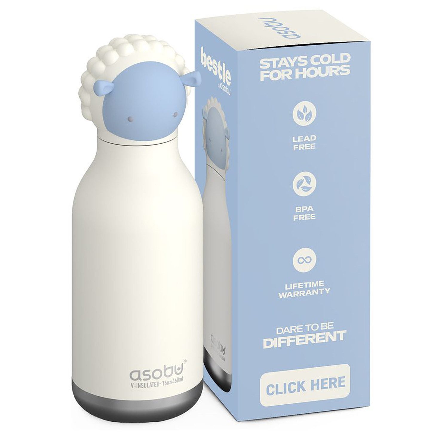 ASOBU Trinkflasche Asobu® Kindertrinkflasche BESTIE mit Strohhalm 460ml