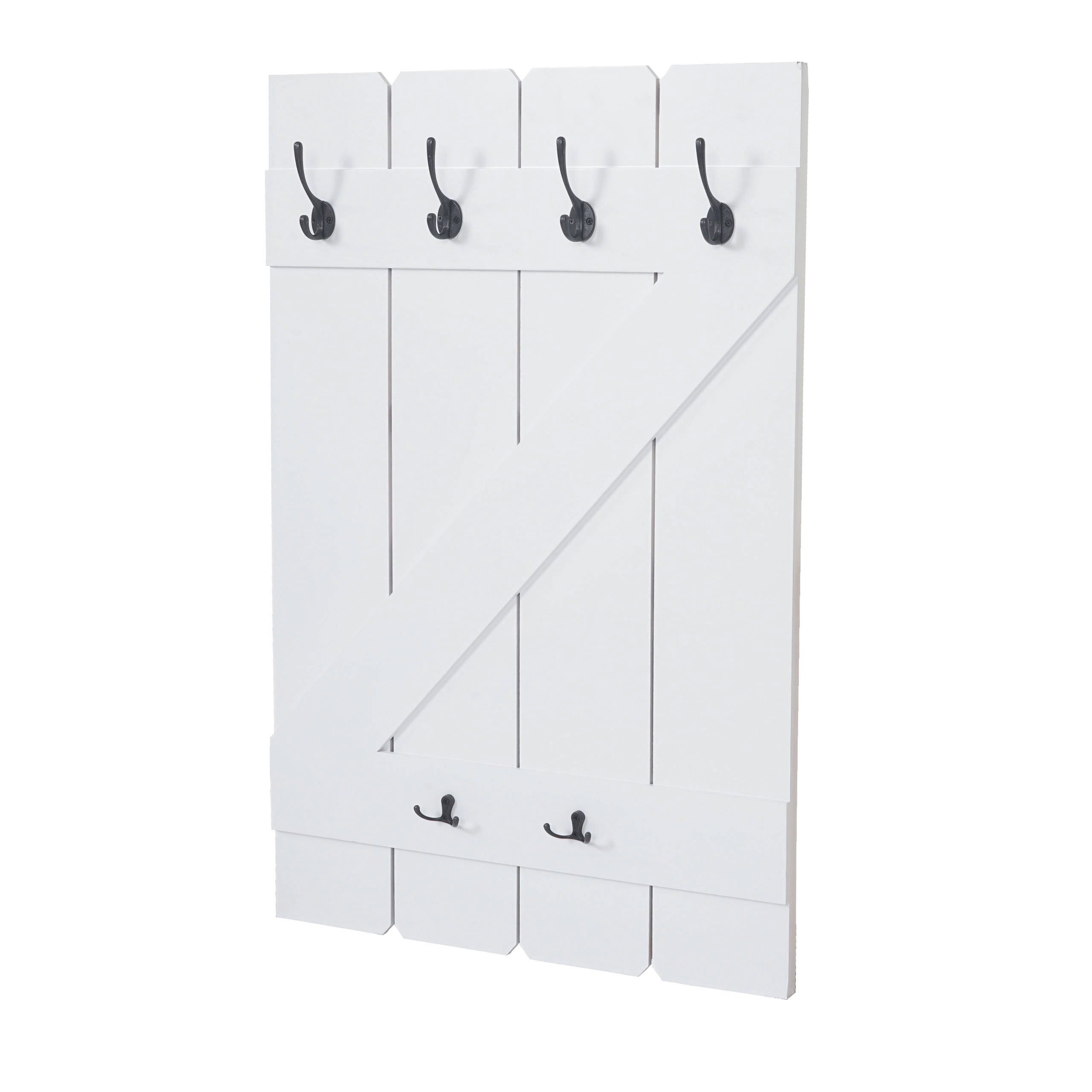 BERLINLODGE® Wandgarderobe Garderobe Garderobenpaneel HxBxT 91x60x10cm 6 Haken, Landhaus-Design: Shabby-Look für charmante & wohnliche Akzente