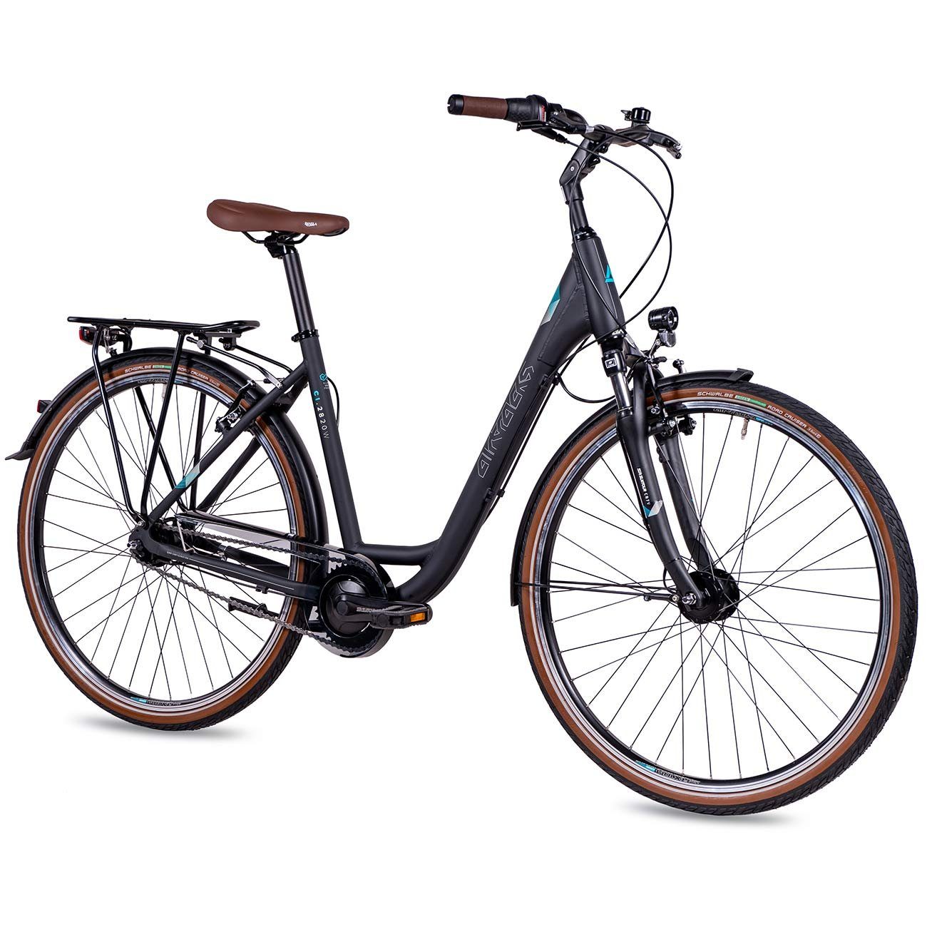 Airtracks Cityrad Damen LS City Fahrrad 28 Zoll Cityrad CI.2820W, 7 Gang Shimano NEXUS Schaltwerk, Nabenschaltung, Schwarz Matt - Rahmenhöhen 45 cm 50 cm » Modeljahr 2024 «