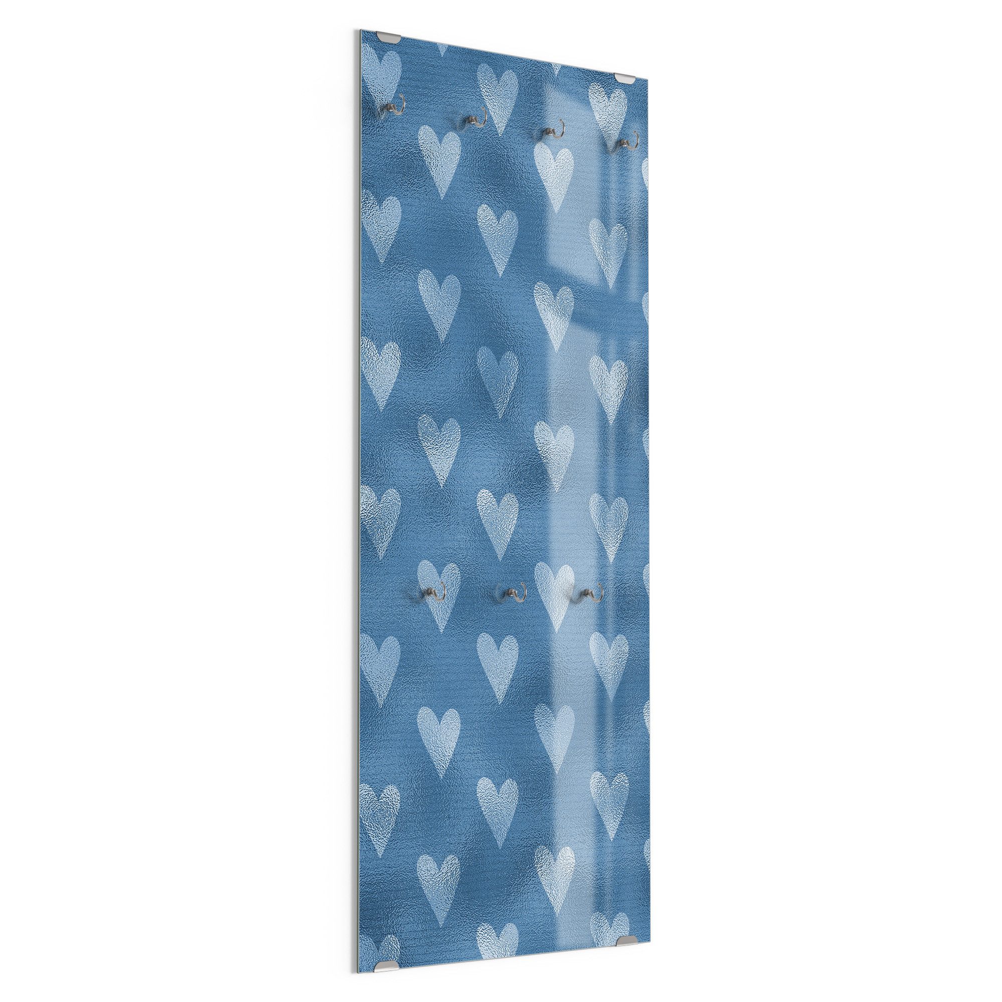 DEQORI Kleiderhaken 'Zarte Silber-Herzen', Glas Garderobe hängend Flur Jackenhalter modern Wandgarderobe Haken