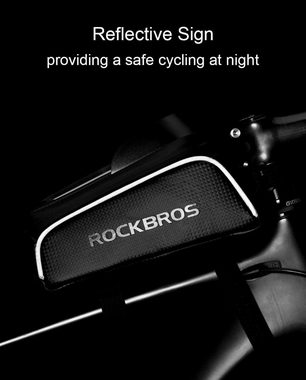 ROCKBROS Rahmentasche Fahrrad Wasserdicht Lenkertasche Oberrohrtasche Touchscreen (für iPhone XR XS MAX X 8 7 6 Plus/Samsung Galaxy S10+ Note 9 / Huawei P30 Pro Smartphones bis zu 6.5 Zoll)