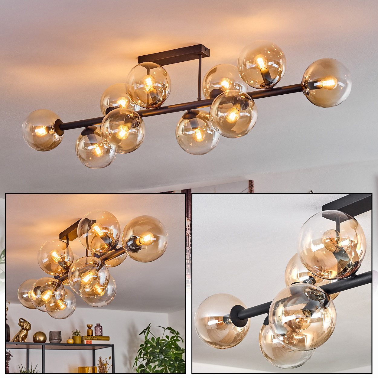 hofstein Deckenleuchte 10-flammige Deckenlampe aus Metall/Glas günstig online kaufen