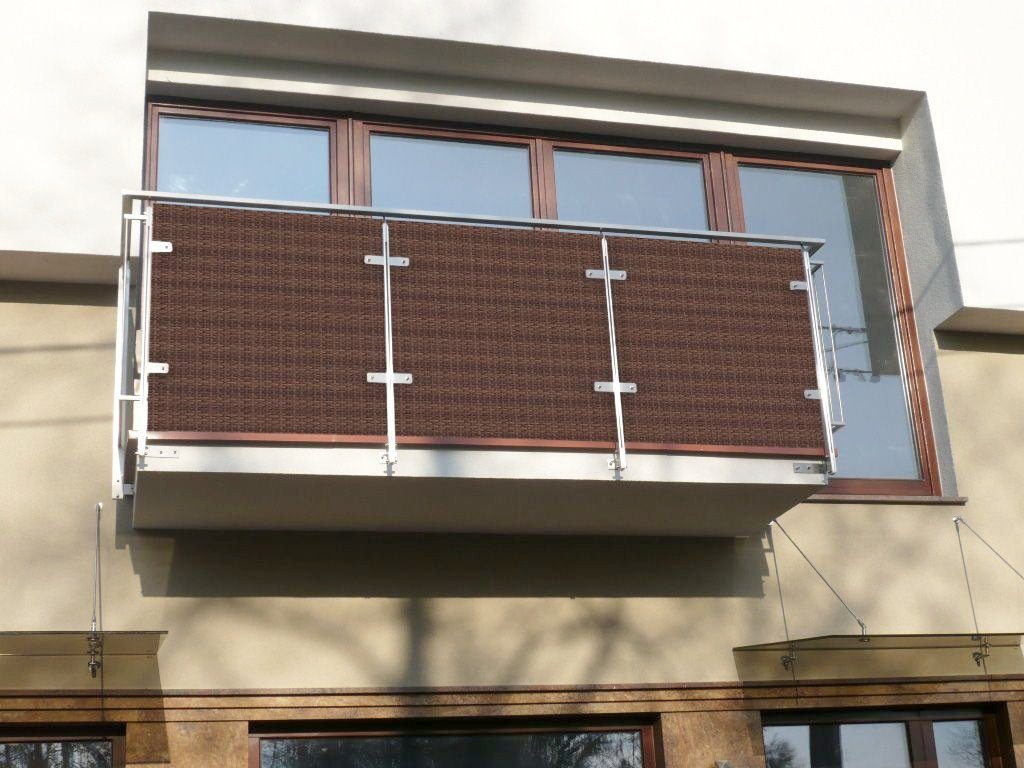 dynamic24 Sichtschutzzaunmatten, Polyrattan PVC Sichtschutz 300x100 Balkon Zaun Windschutz braun