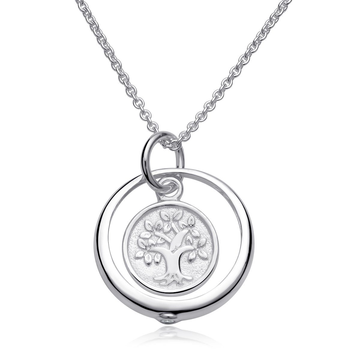 Materia Silberkette Taufkette Lebensbaum / Baum des Lebens 34-37cm CO-36, 925 Sterling Silber, rhodiniert