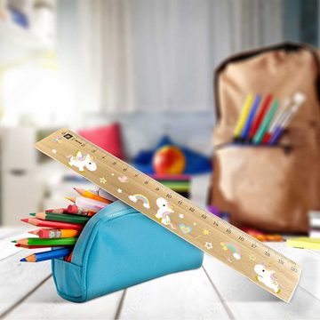 GRAVURZEILE Lineal Lineal - Einhörner Design für Kinder aus Holz - zur Einschulung -, Geschenk