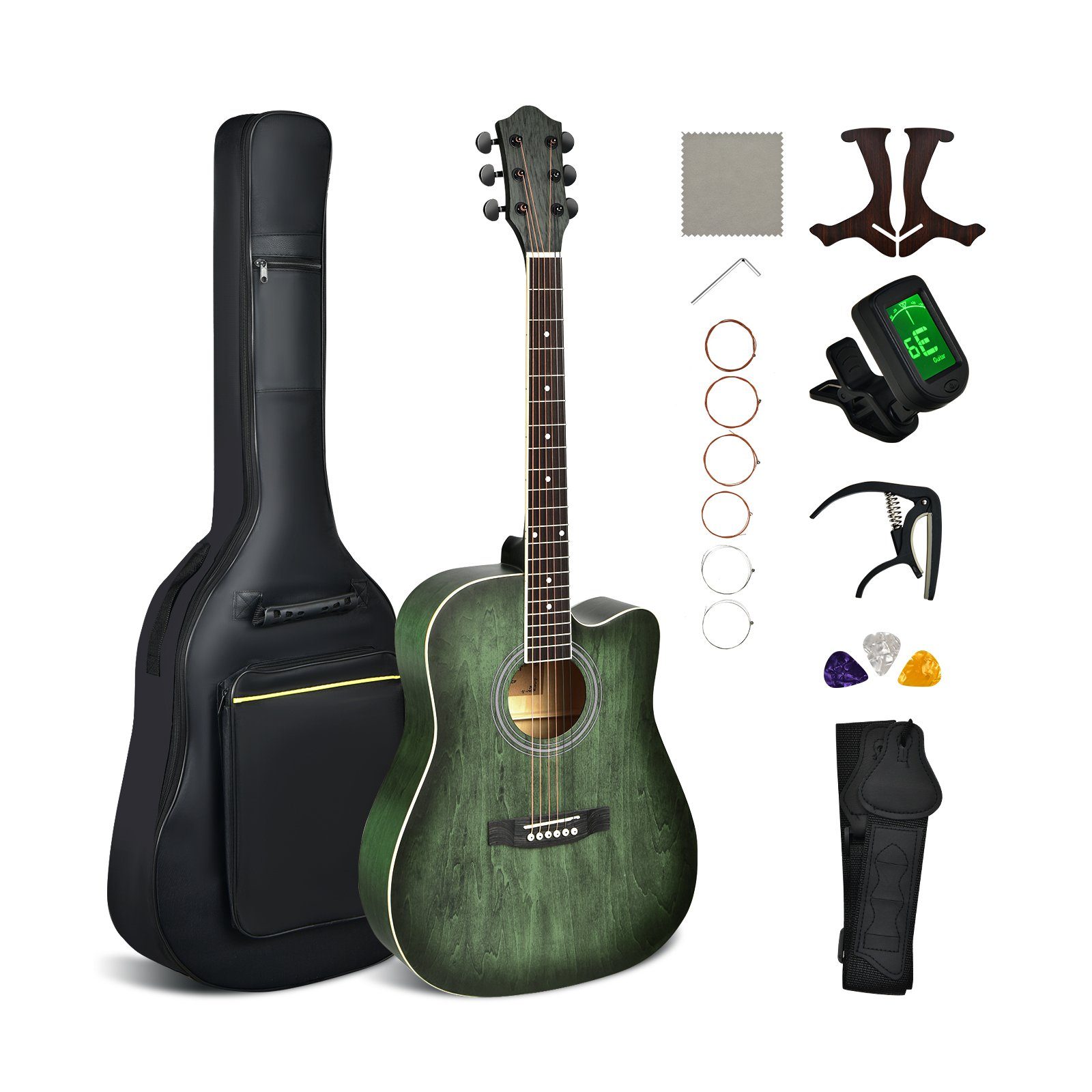 COSTWAY Akustikgitarre »41 Zoll Cutaway Gitarre«, mit Stimmgerät, Gurt,  Plektrum, extra Saiten, Aufbewahrungstasche online kaufen | OTTO