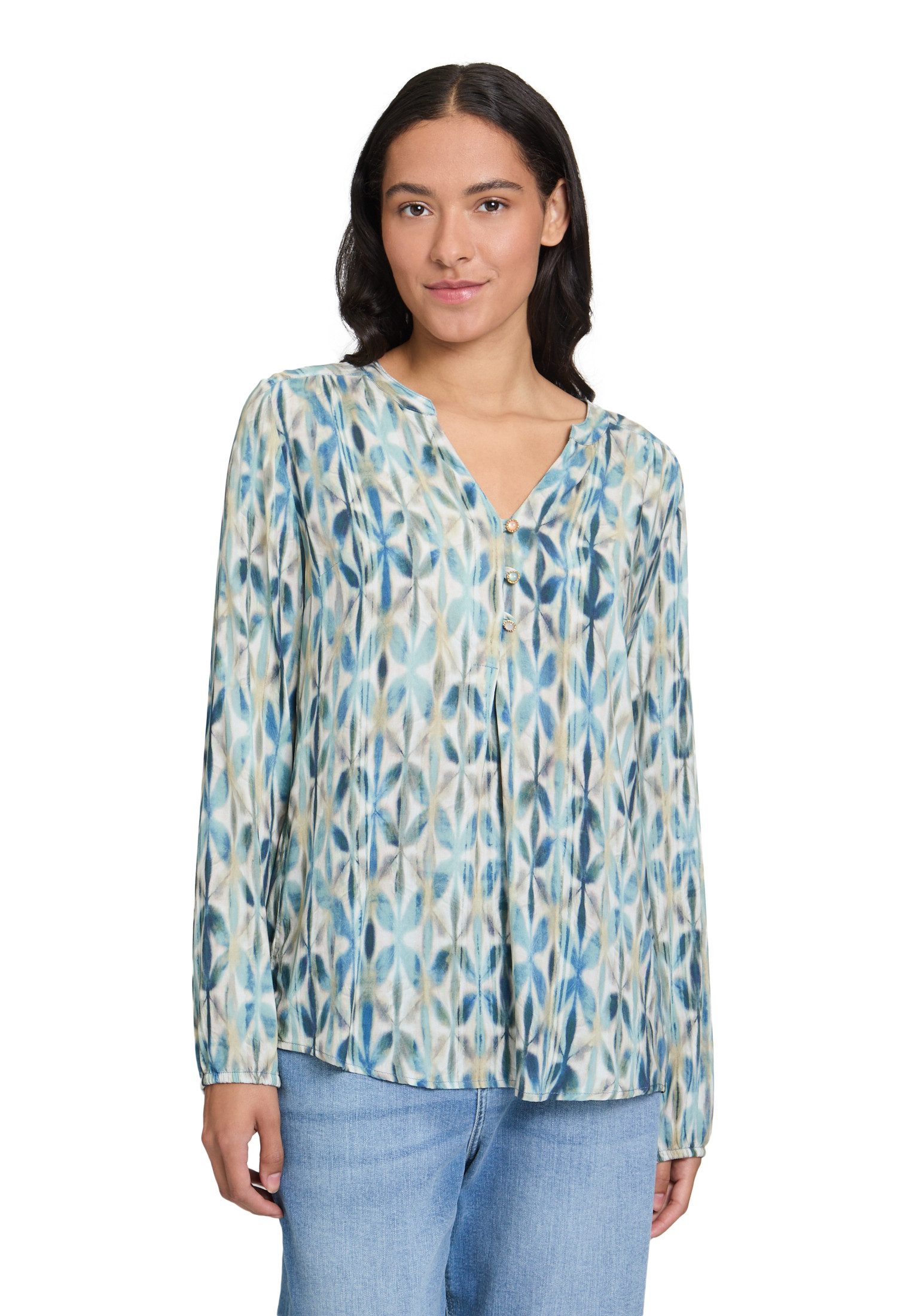 Cartoon Schlupfbluse Damen Casual-Bluse mit Knöpfen günstig online kaufen