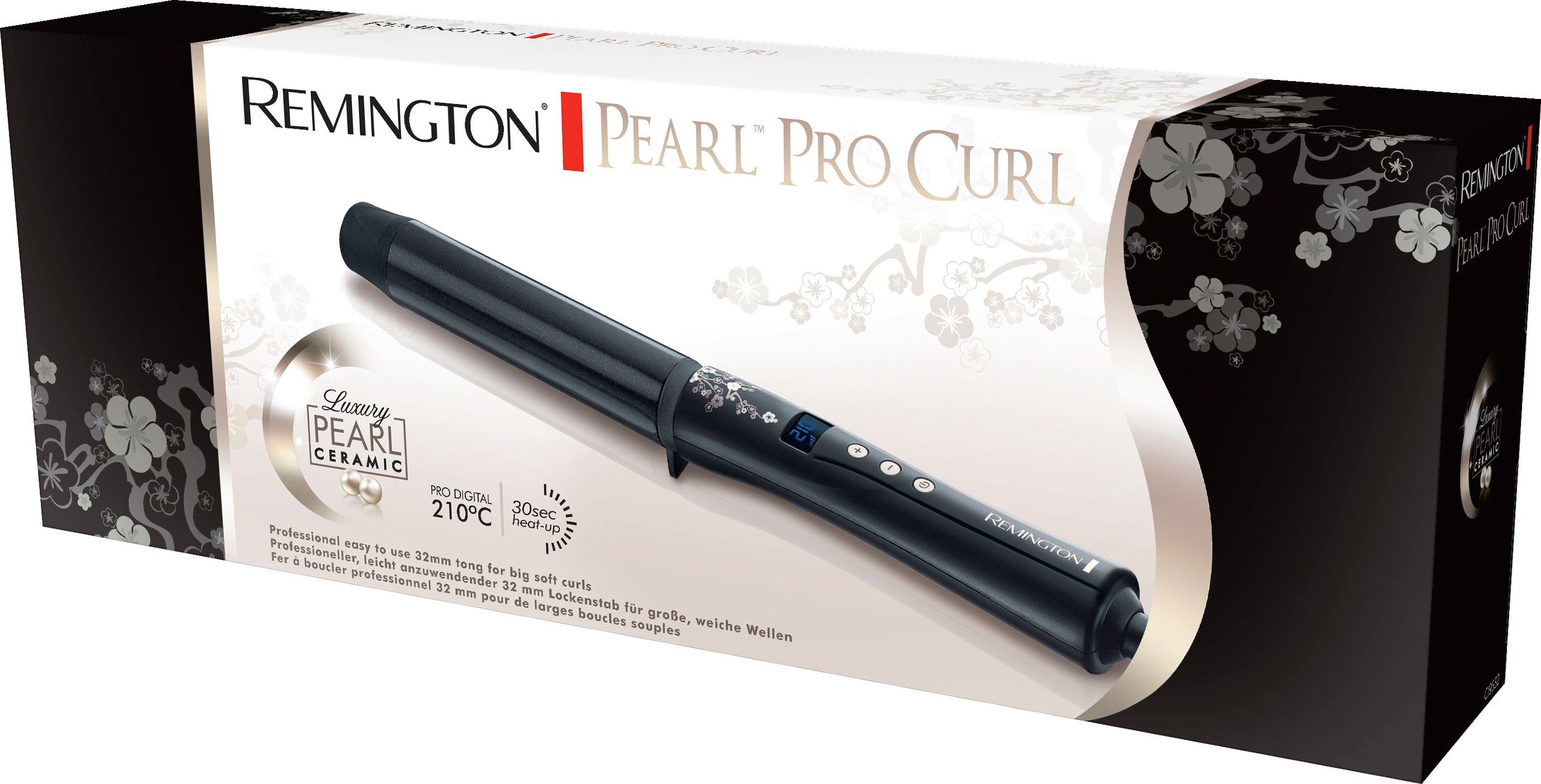 Remington Lockenstab Pearl Pro Curl (CI9532), Keramik-Beschichtung, 32 mm für große Locken, Keramikbeschichtung mit echten Perlen schwarz