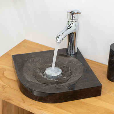 wohnfreuden Aufsatzwaschbecken »Marmor Waschbecken SAMBA 30 cm schwarz rund« (Kein Set), 7_912