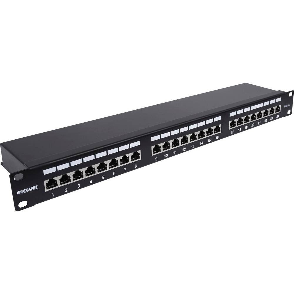 Intellinet 24-Port Cat6a Patchpanel geschirmt FTP 1 HE Klemmleisten 720861 Netzwerk-Patch-Panel