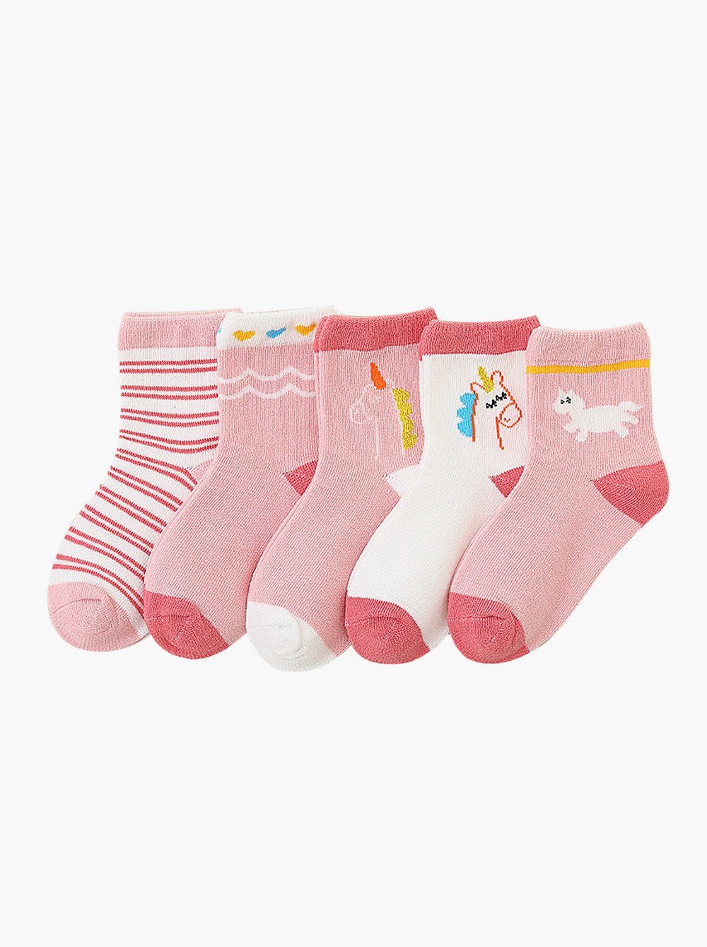 axy Langsocken axy Kinder Socken 5 Paar Multipack Mädchen Kindersocken (5er Pack) Geschenke Bunte Weich Kindersocken Einhorn