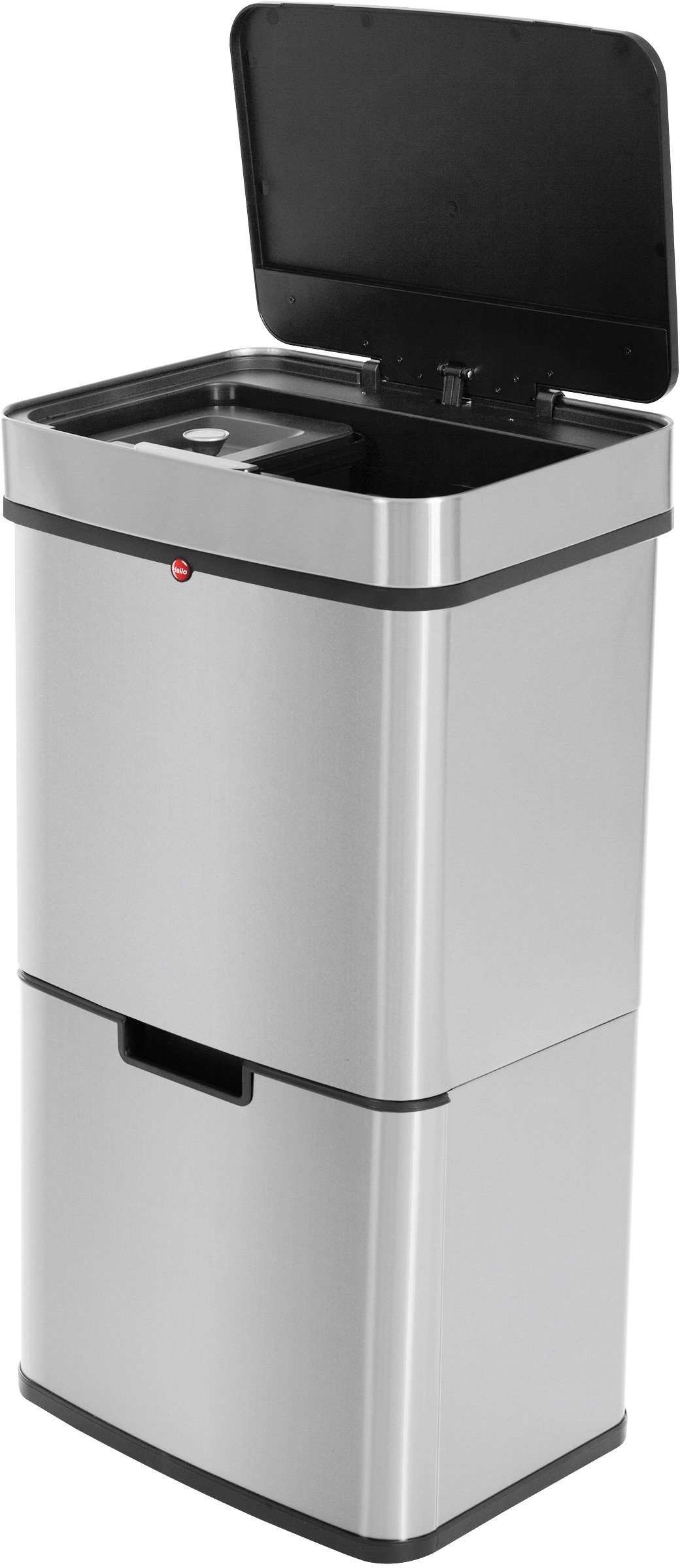 Hailo Mülltrennsystem Öko Vario XL, 54 Liter, Edelstahl, Kunststoff Inneneimer, Sensortechnik