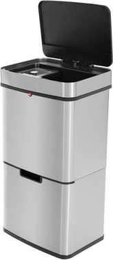Hailo Mülltrennsystem Öko Vario XL, 54 Liter, Edelstahl, Kunststoff Inneneimer, Sensortechnik