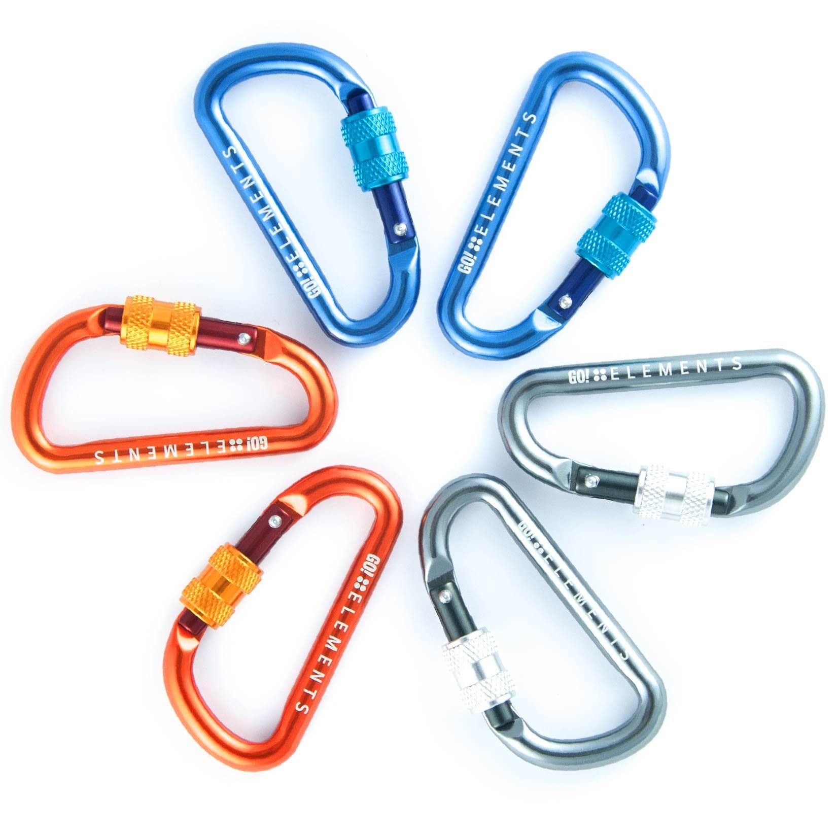 Schraubverschluss Karabinerhaken MULTI 6, Mini klein (6Stück), Schlüsselanhänger Micro GO!elements mit Karabiner