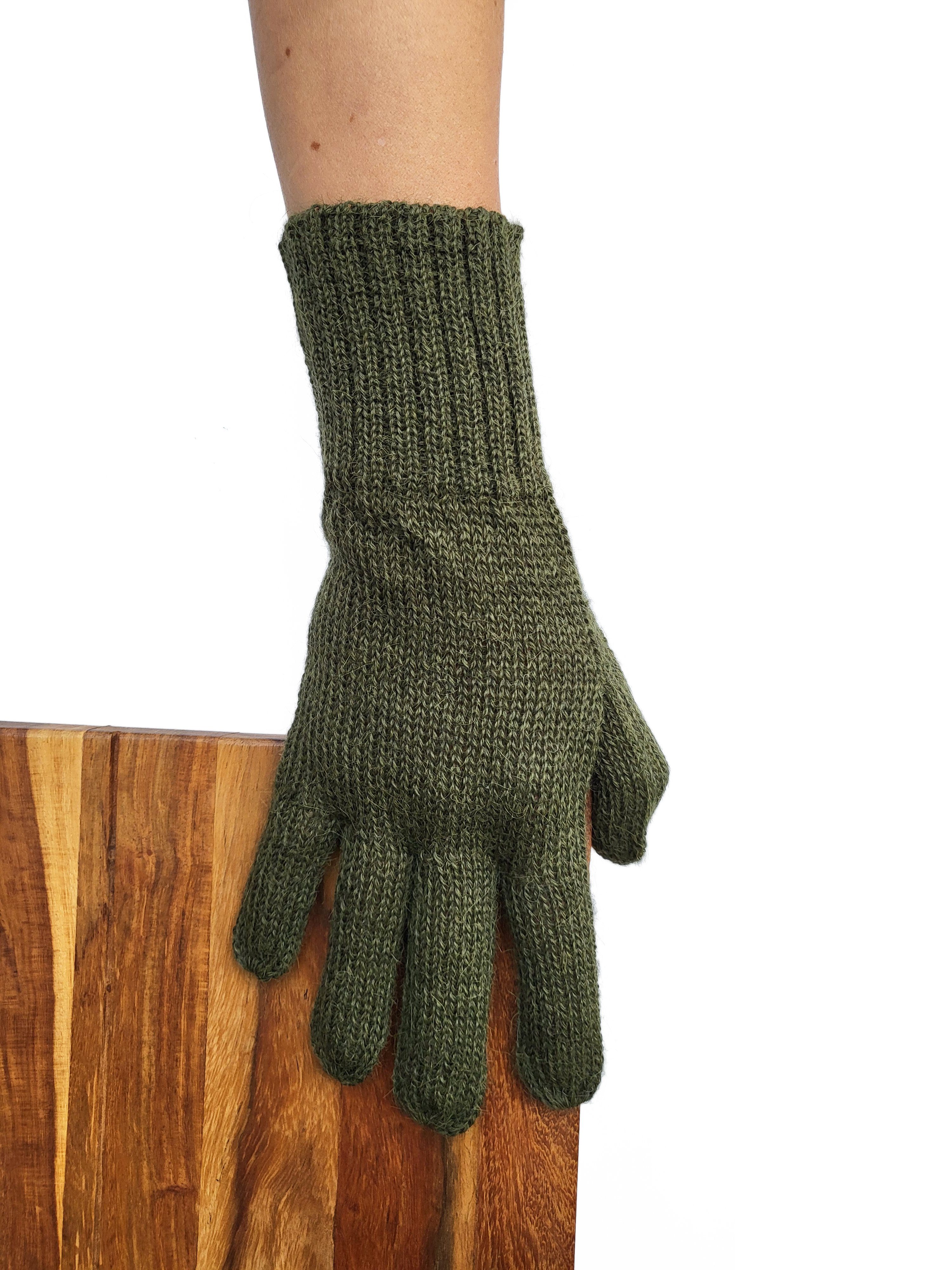 Posh Gear Strickhandschuhe Guantino Alpaka Fingerhandschuhe grün Alpakawolle oliv 100% aus