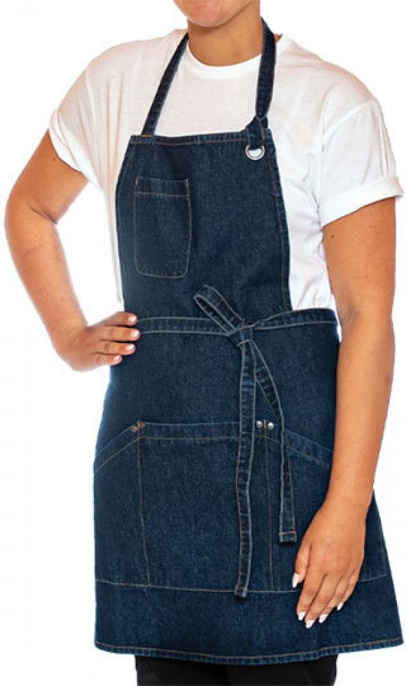 Le Chef Kochschürze Utility Apron Bib Washed Denim Schürze