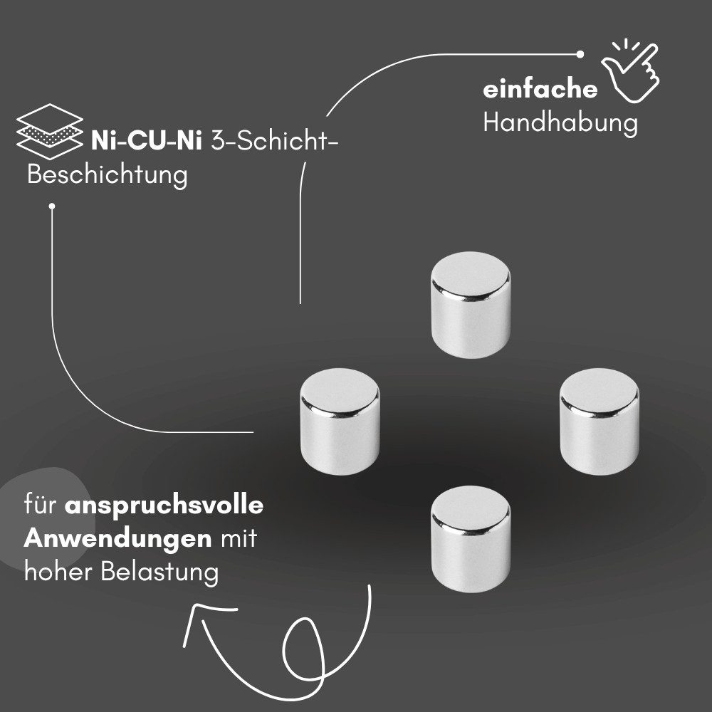 MaajeeKuto Magnet Neodym Scheibenmagnet 2x2mm N42 Supermagnet Ni-Cu-Ni 95g Haftkraft (10-St)