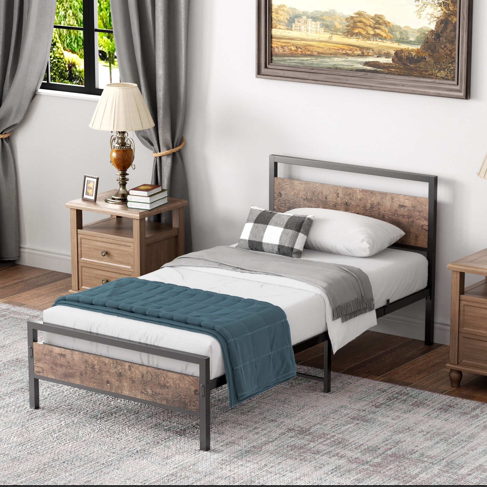 STILVORA Jugendbett Metallbett 90x200 Bettgestell mit Lattenrost,Stauraum u günstig online kaufen