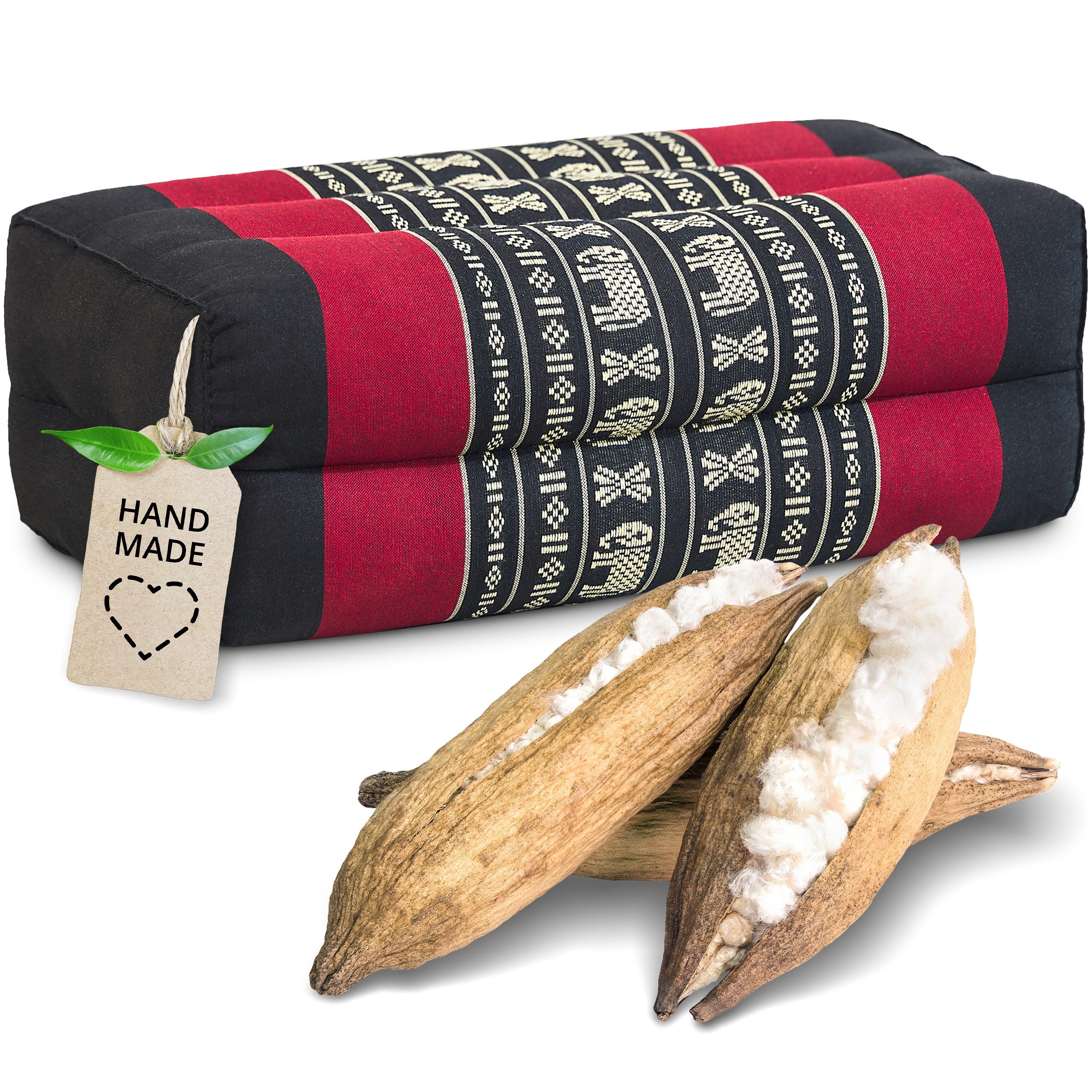 livasia Stützkissen Yogakissen (Classic) vegan und handgefertigt, 17x34x12cm, Kapok