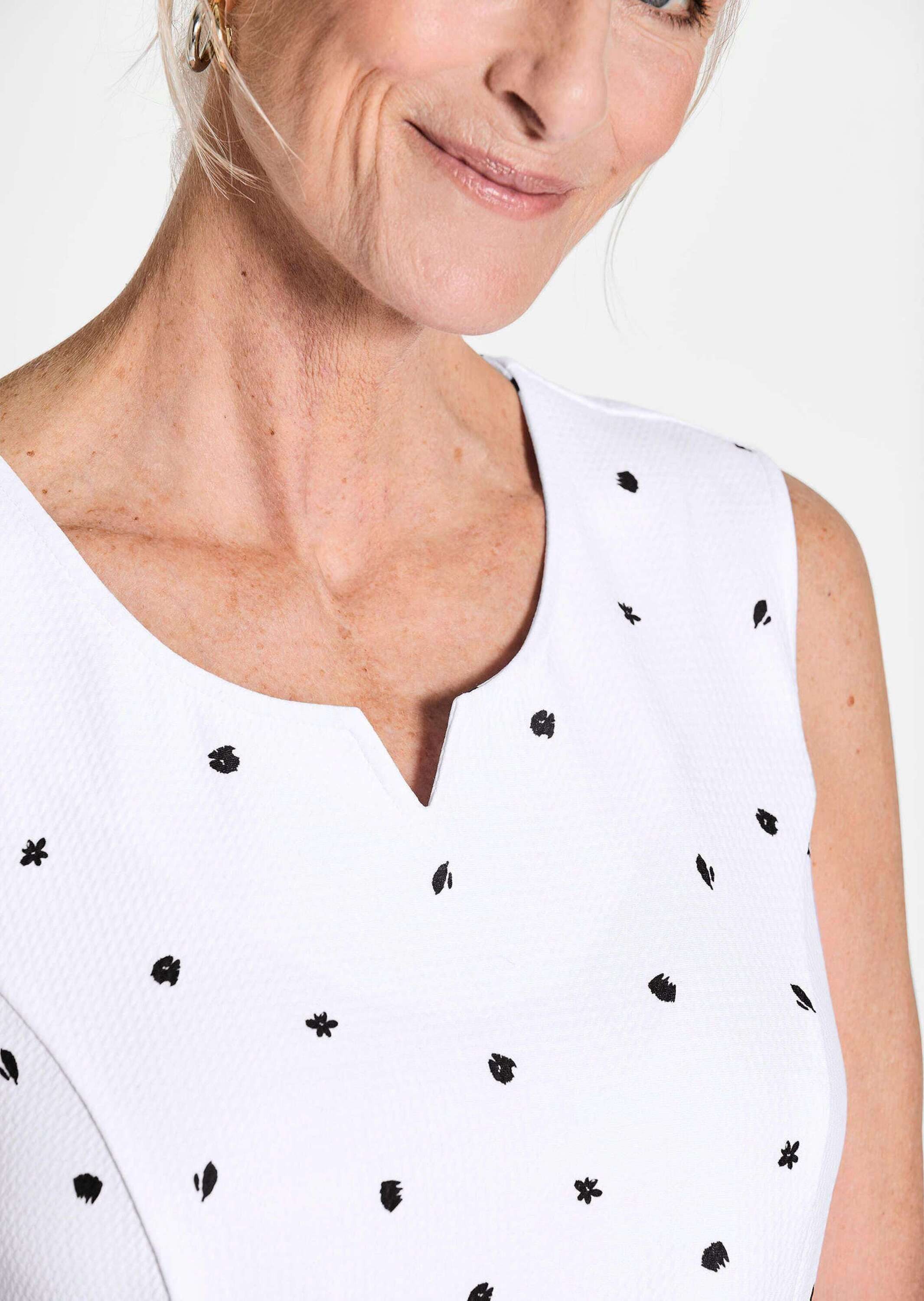 GOLDNER Abendkleid Etuikleid mit Blumenprint, Jerseyqualität Midi-Kleid mit Gehschlitz, Rundhalsausschnitt