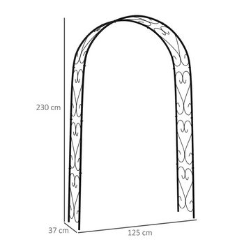Outsunny Rosenbogen Torbogen aus StahlGartenbogen, 1 St., Rankhilfe, 125 x 37 x 230 cm Gartendekoration, Schwarz
