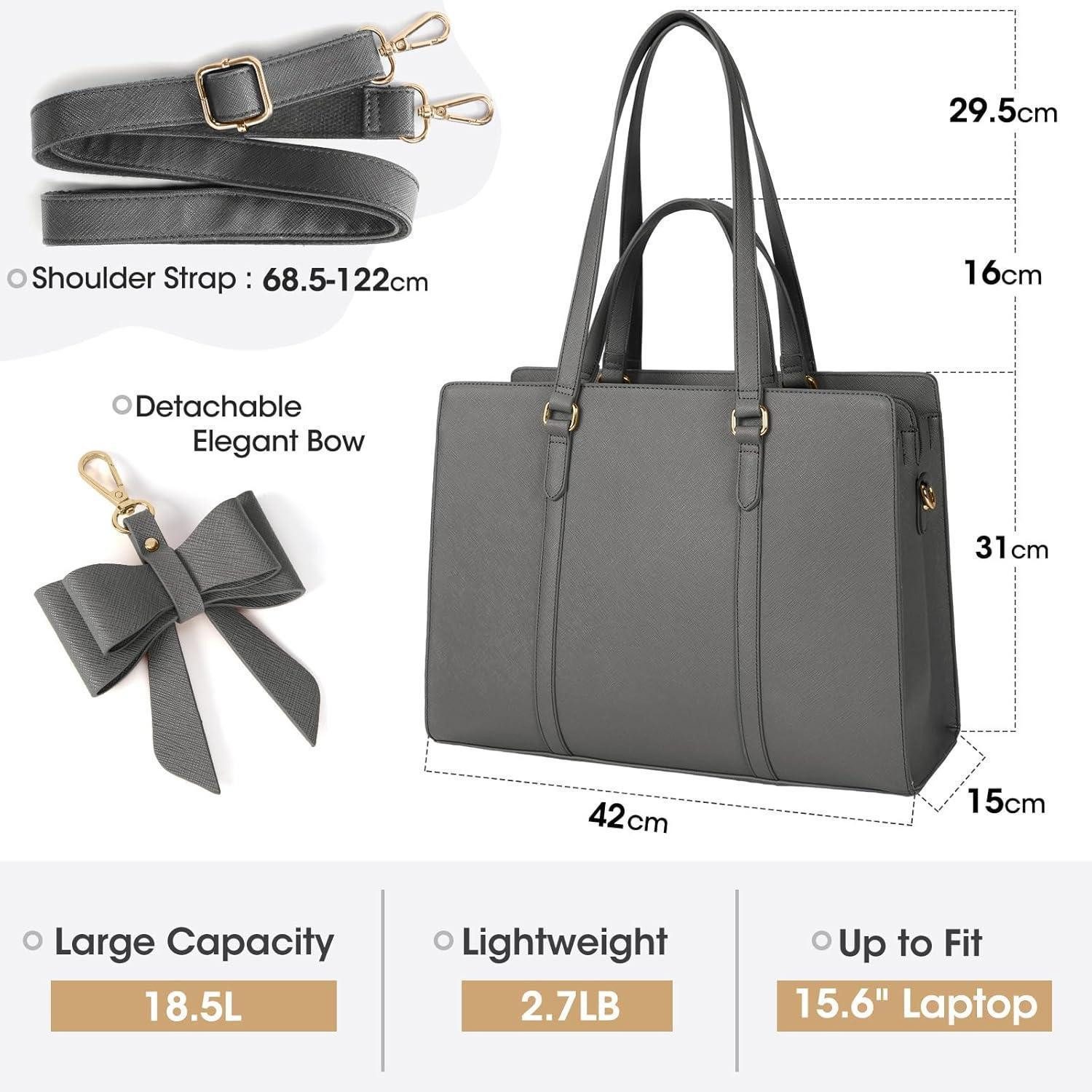 LuxusKollektion Laptoptasche Handtasche Damen Schwarz Große Laptoptasche 15.6 Zoll PU Leder