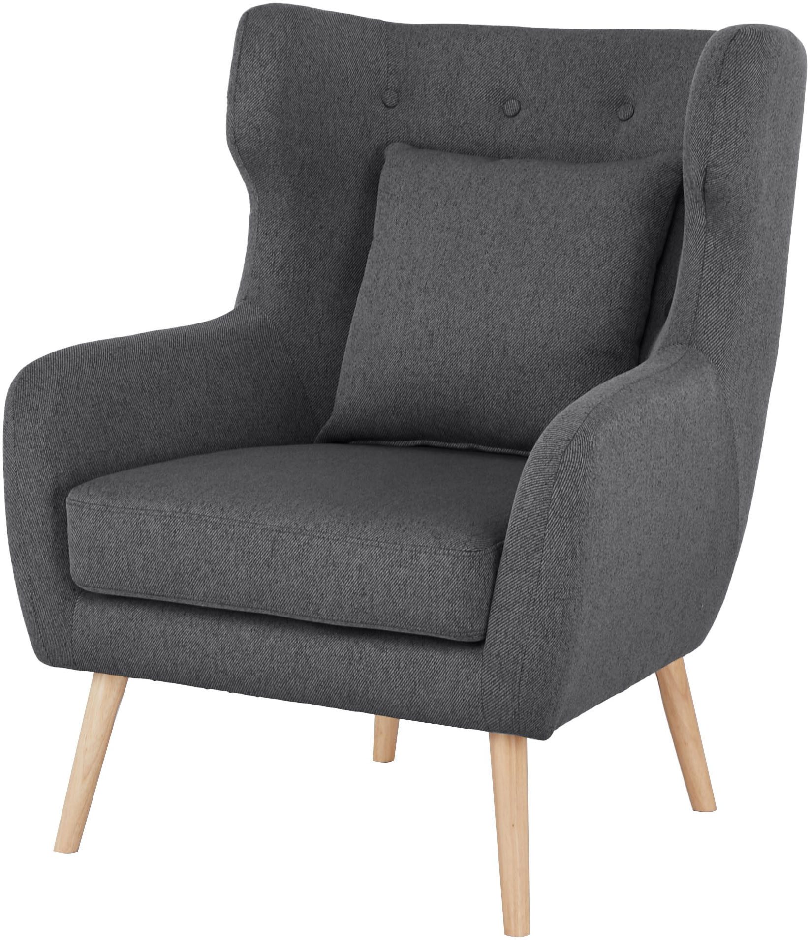 Home affaire Ohrensessel Yamuna, mit Sitzpolsterung, Gestell und Füße aus Massivholz, Sitzhöhe 47 cm