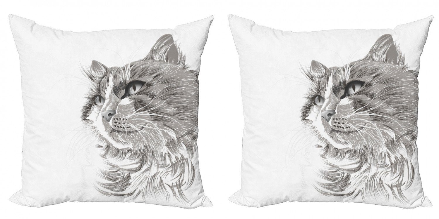 Modern Kissenbezüge Accent Tier Kätzchen Stück), Katzen-Porträt Doppelseitiger (2 Abakuhaus Digitaldruck,