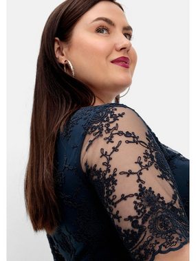 Sheego Abendkleid Große Größen mit besticktem Mesh-Oberteil