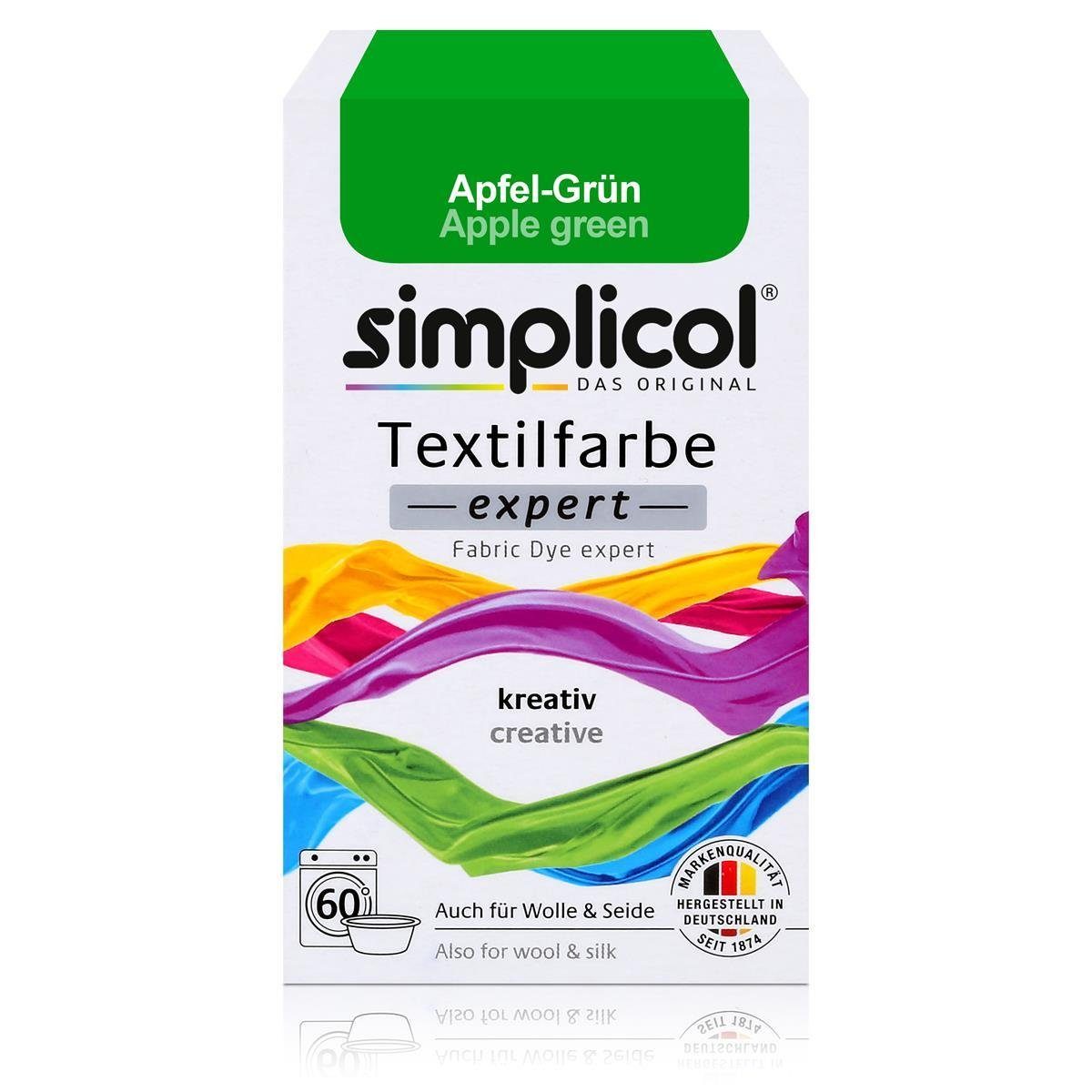 simplicol Textilfarbe Simplicol Textilfarbe expert Apfel-Grün 150g - Farbe zum Färben (1er P