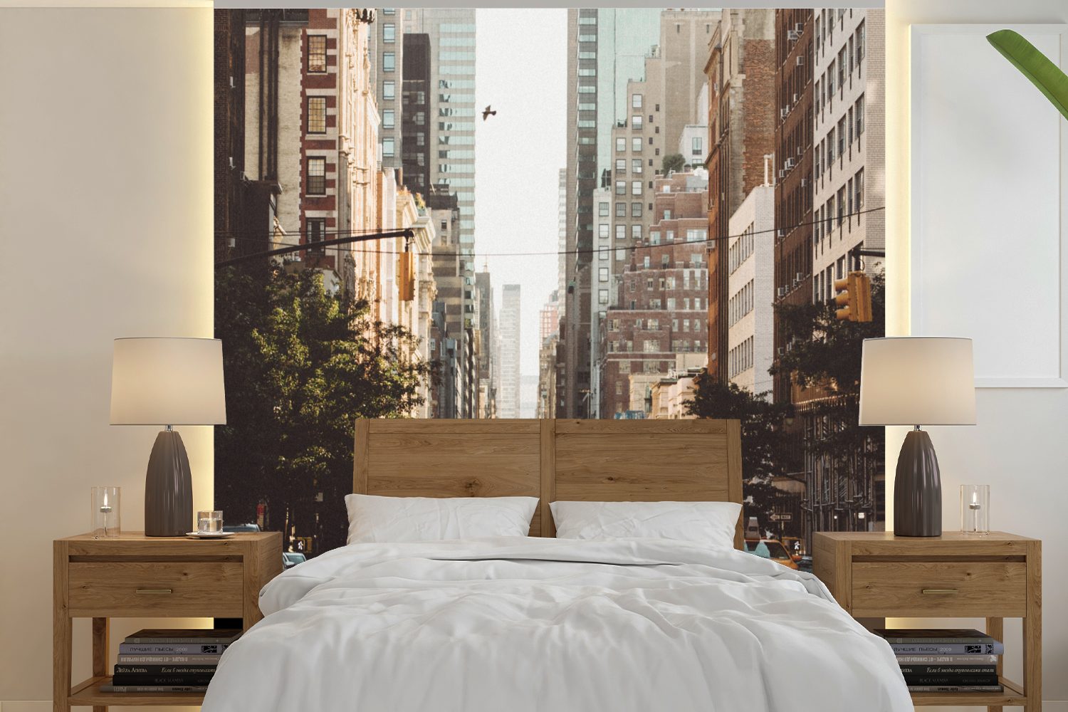 MuchoWow Fototapete New York am Morgen, Matt, bedruckt, (5 St), Vinyl Tapete für Wohnzimmer oder Schlafzimmer, Wandtapete