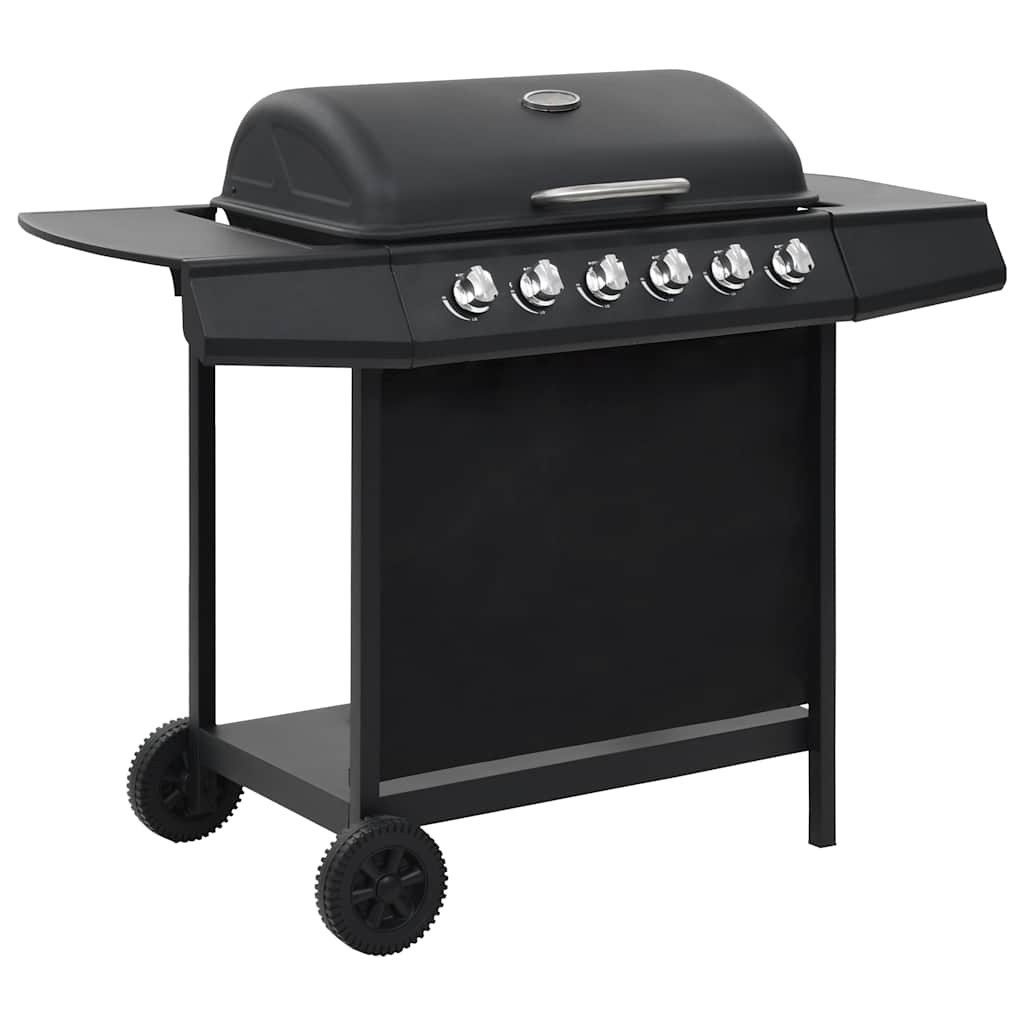 vidaXL Gasgrill Gasgrill mit 6 Flammen Stahl Schwarz