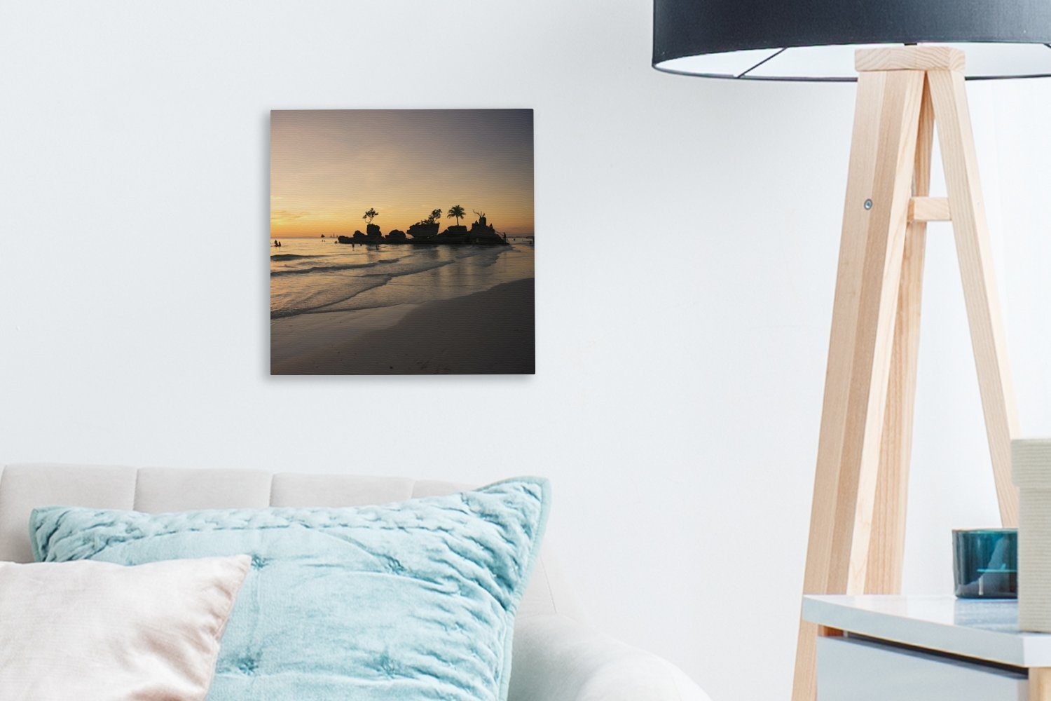 (1 Philippinen, St), OneMillionCanvasses® den Leinwandbild Sonnenuntergang Leinwand Schlafzimmer auf für Wohnzimmer Bilder