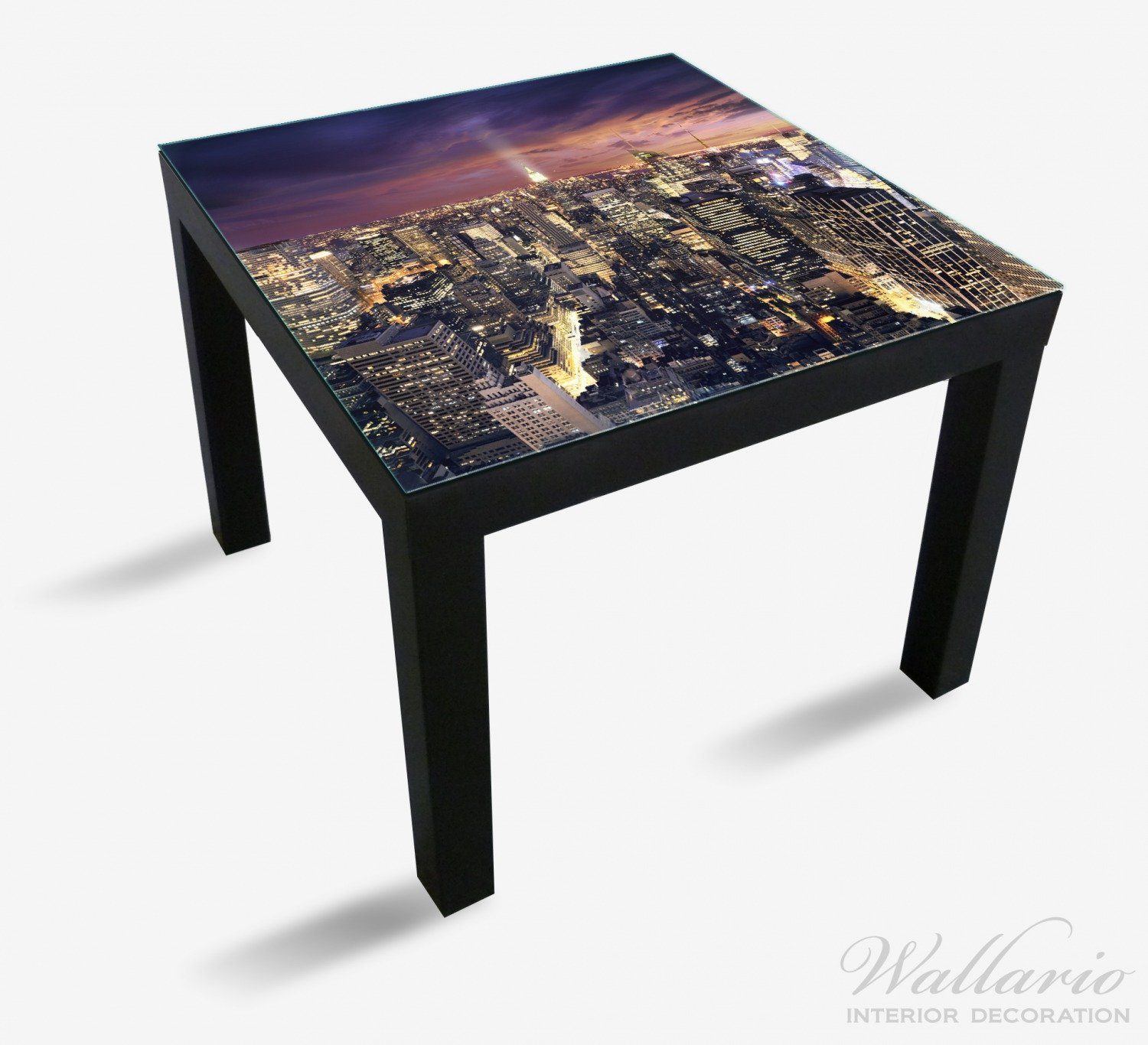 über Ikea bei St), York Tisch - geeignet die New (1 Nacht Tischplatte Panoramablick Wallario für Lack Stadt