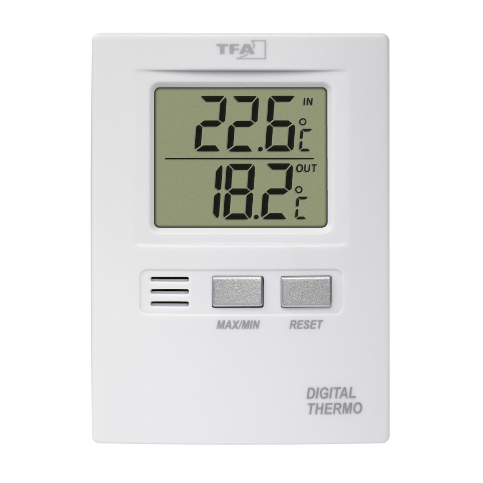 TFA Dostmann Gartenthermometer Digitales Thermometer Innen & Außen weiß mit Außentemperaturfühler