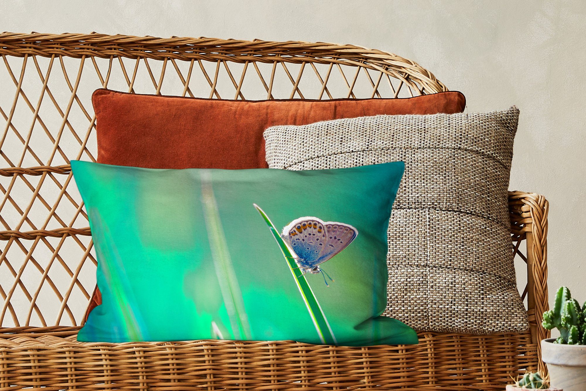 MuchoWow Dekokissen Schmetterling Gras Füllung, mit Licht, Schlafzimmer - Zierkissen, Wohzimmer Dekoration, - Dekokissen