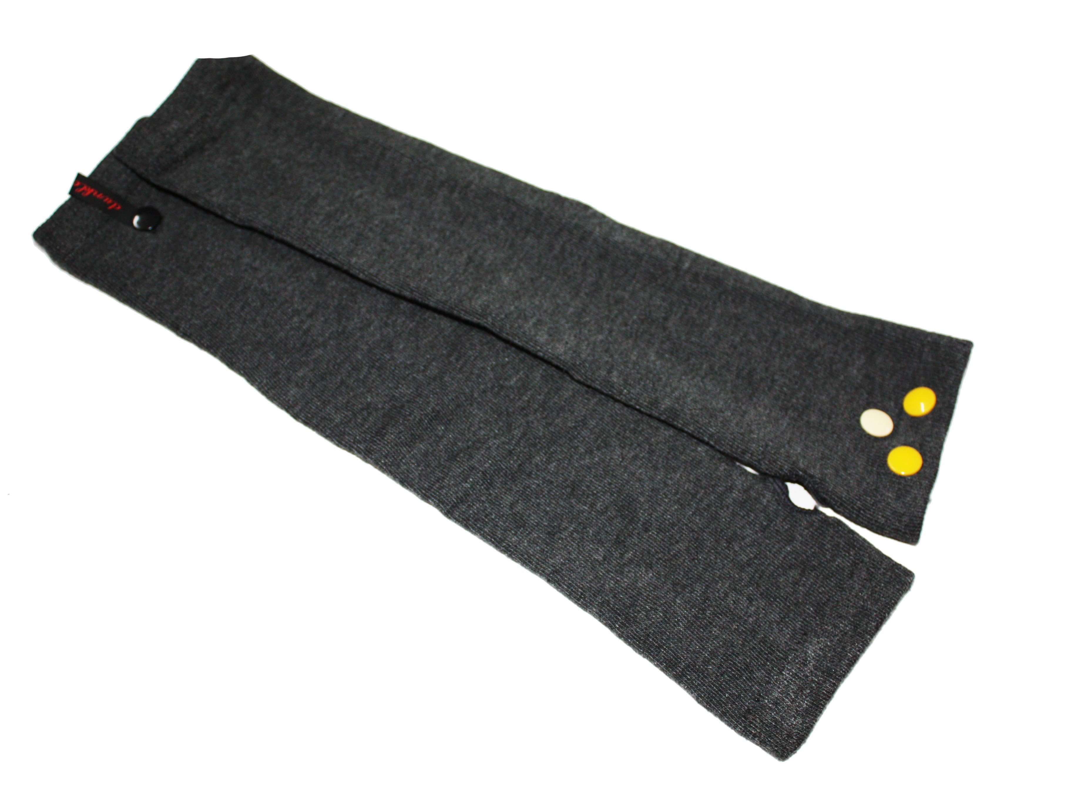 Handschuhe Strick Armstulpen design mit dunkle Grau Nieten Gelb Fingerlose Stulpen