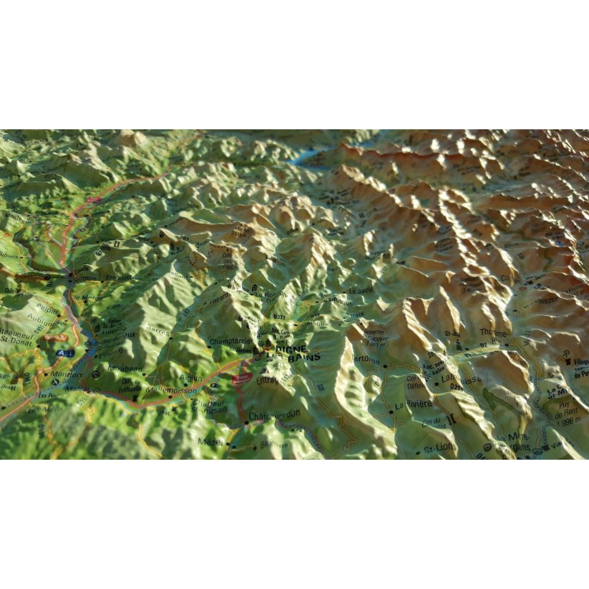 3Dmap Wandbild 3Dmap Regional-Karte Les Alpes-de-Hautes- Provence