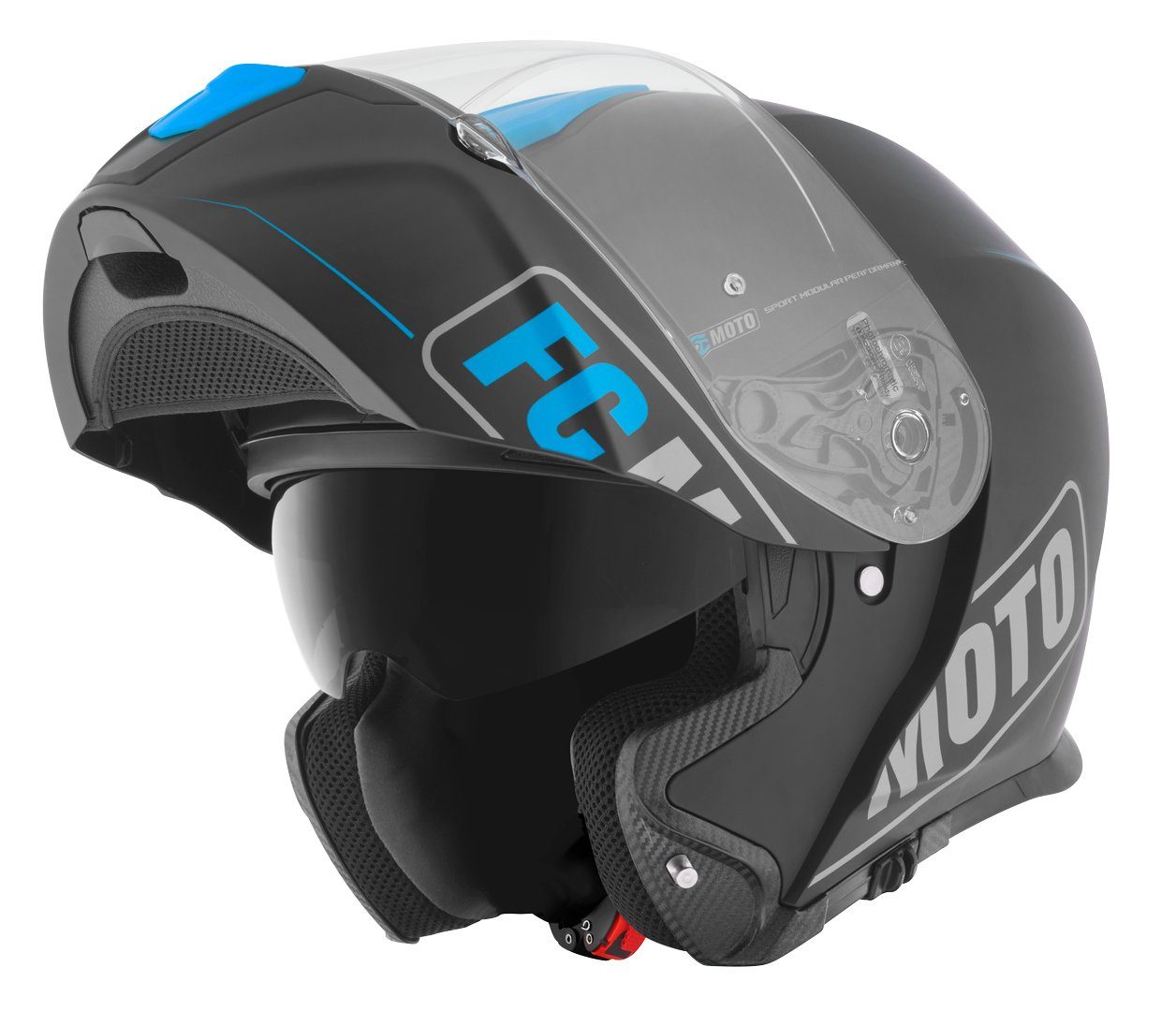 FC-Moto Motorradhelm Novo Straight Klapphelm, Integriertes Sonnenvisier