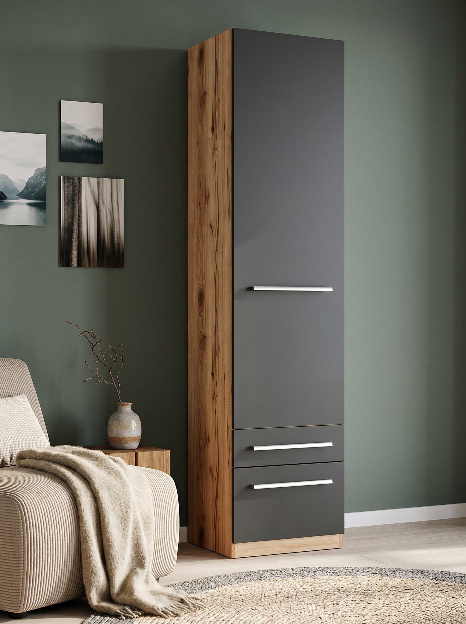priess Kleiderschrank Schrank Garderobe Wäscheschrank Barcelona in 5 Breiten viel Stauraum, geräumige Schubkästen, mit Spiegel, MADE IN GERMANY – Bild 2 von 5