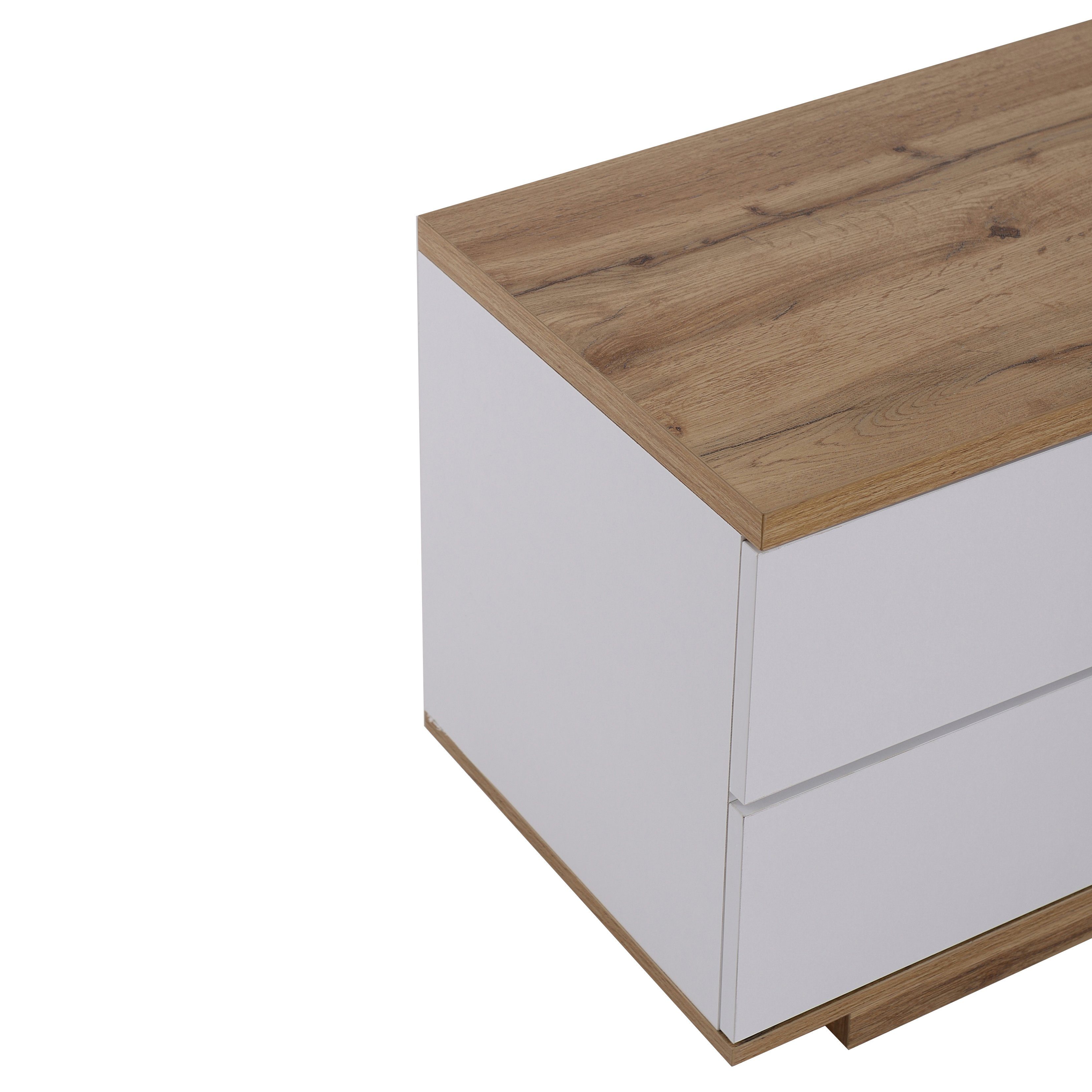 Lowboard, Weiß Hochglanz TV Schrank Fernsehtisch Fernsehschrank, Breite 180cm