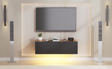 TWSOUL Hängeschrank Hängeschrank,TV-Schrank,, Nachttisch, 100cm*30cm*39cm RGB-Beleuchtung einstellbar, , zwei Fächer