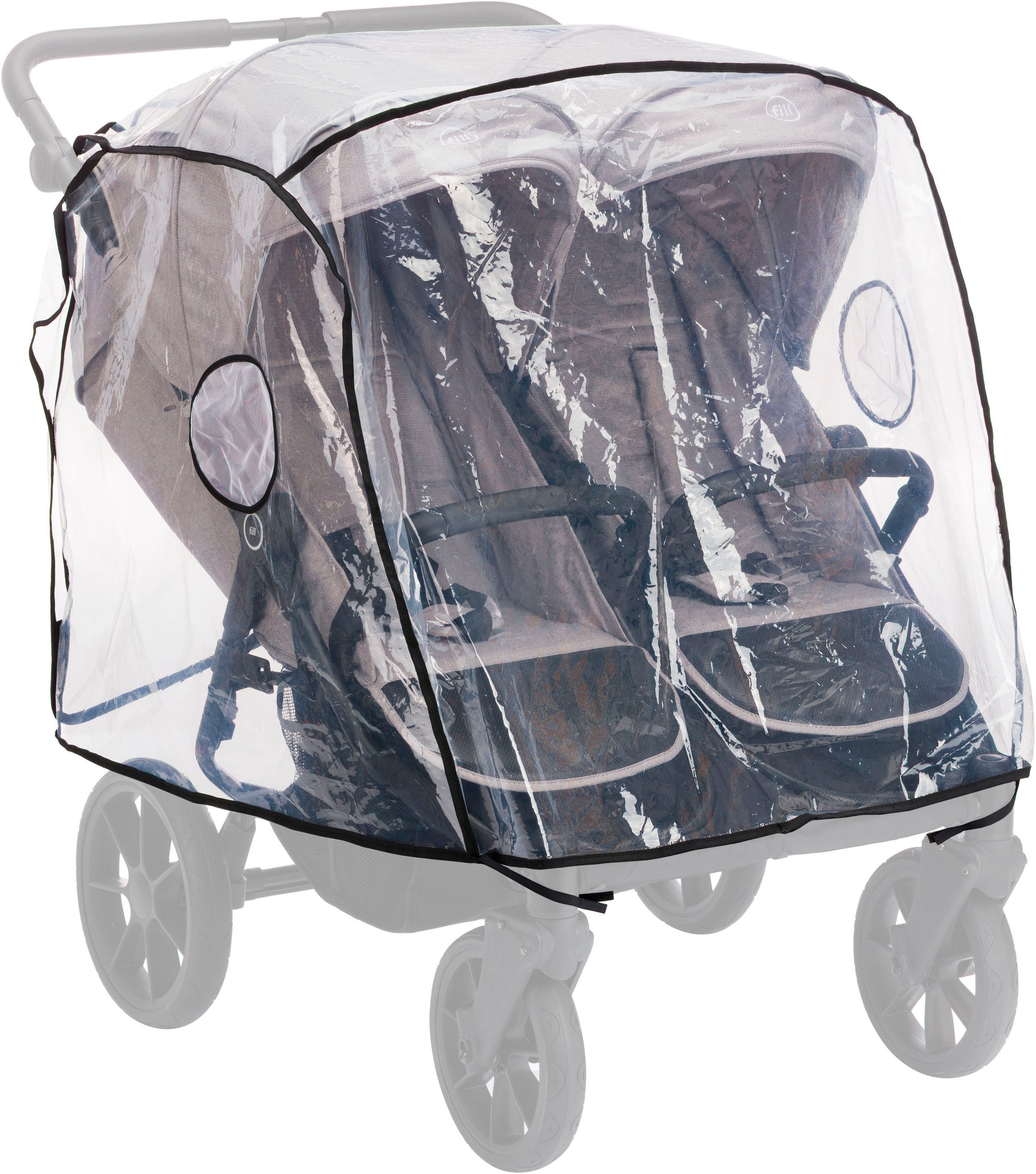 Fillikid Kinderwagen-Regenschutzhülle Regenschutz für Zwillingswagen/Geschwisterwagen